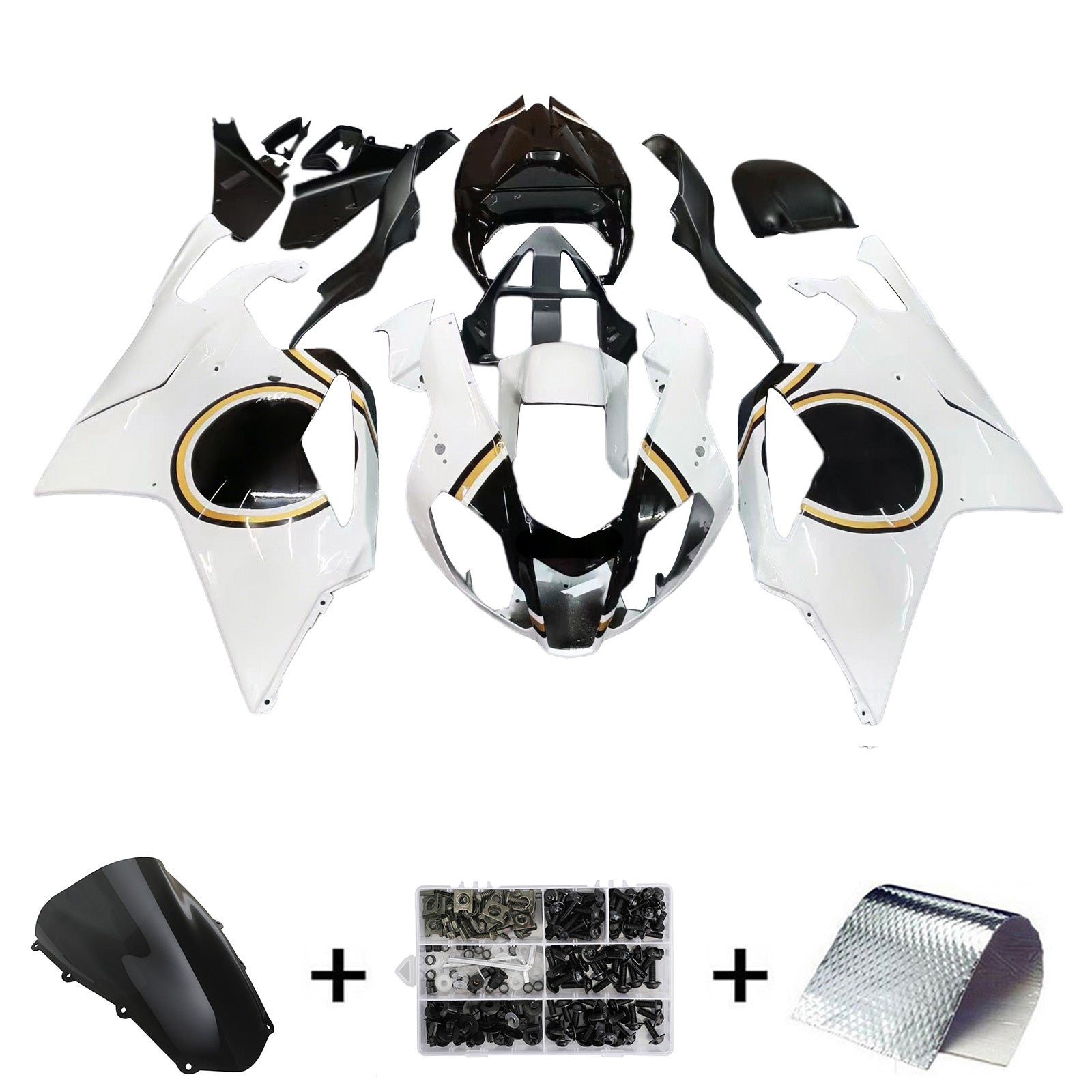 Amotopart 2003-2006 Aprilia RSV1000 Kit de carenado blanco y negro