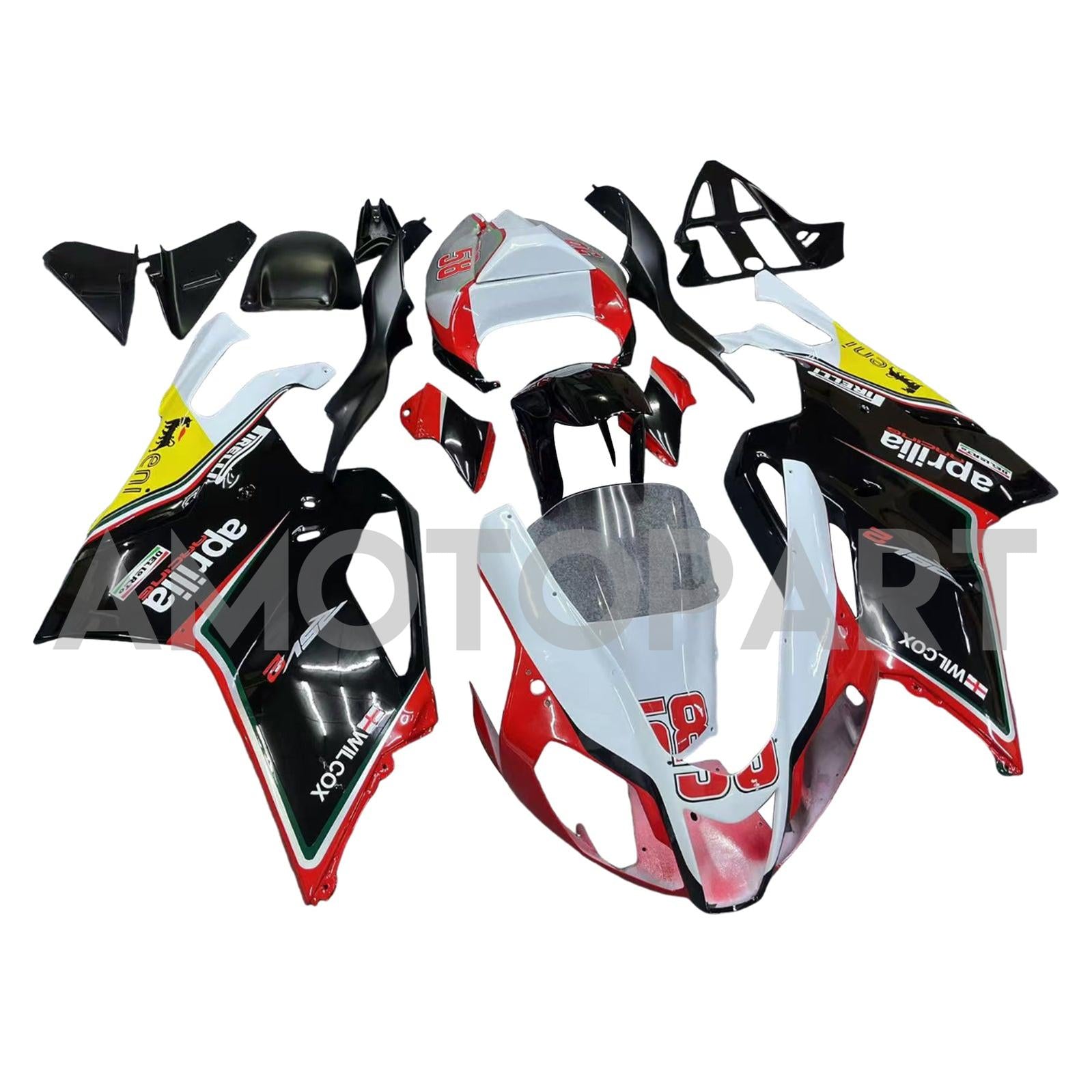 Amotopart 2003–2006 Aprilia RSV1000 Rot&Schwarzes Style3-Verkleidungskit