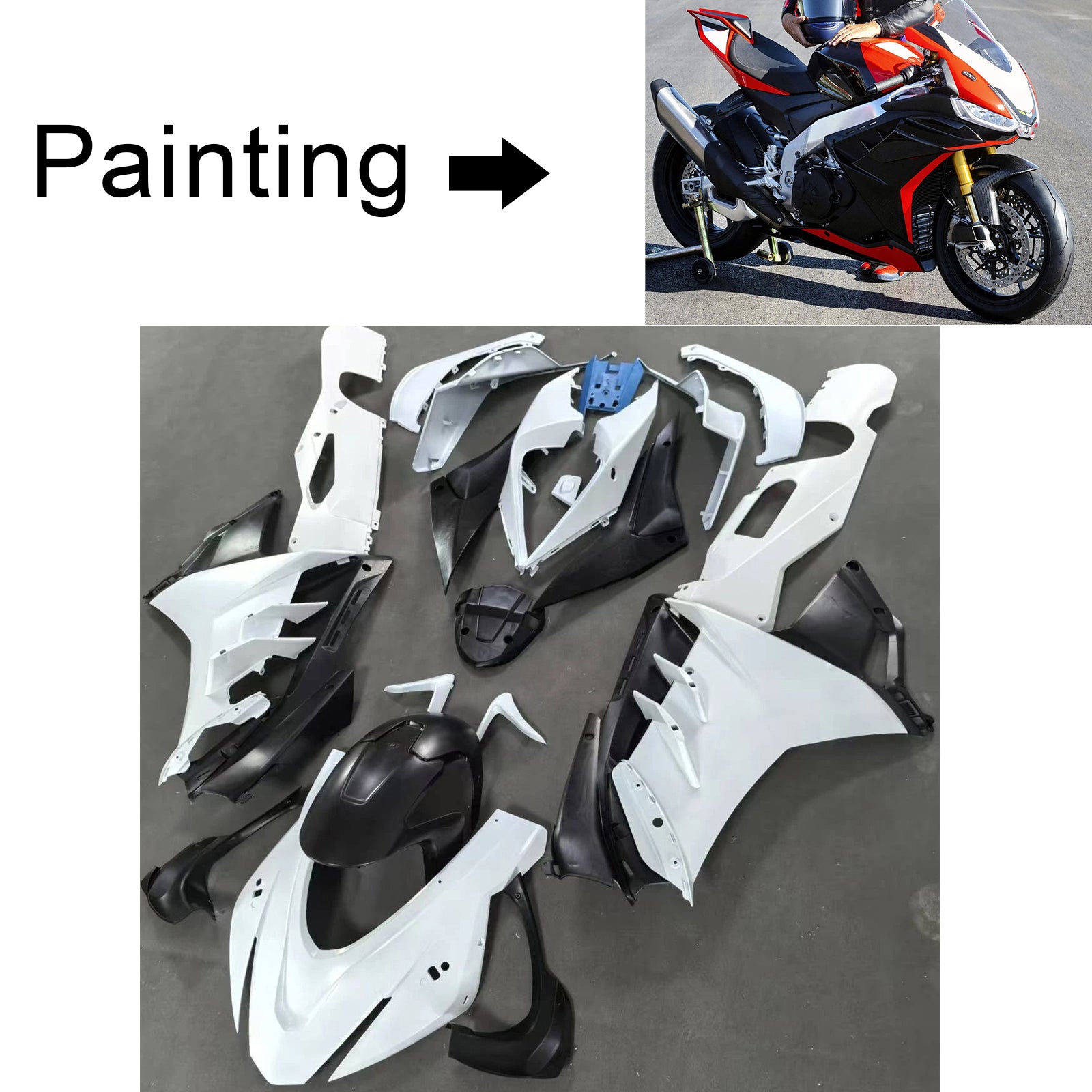 Amotopart 2022-2024 Aprilia RSV4 1100 Black Red White Fairing Kit