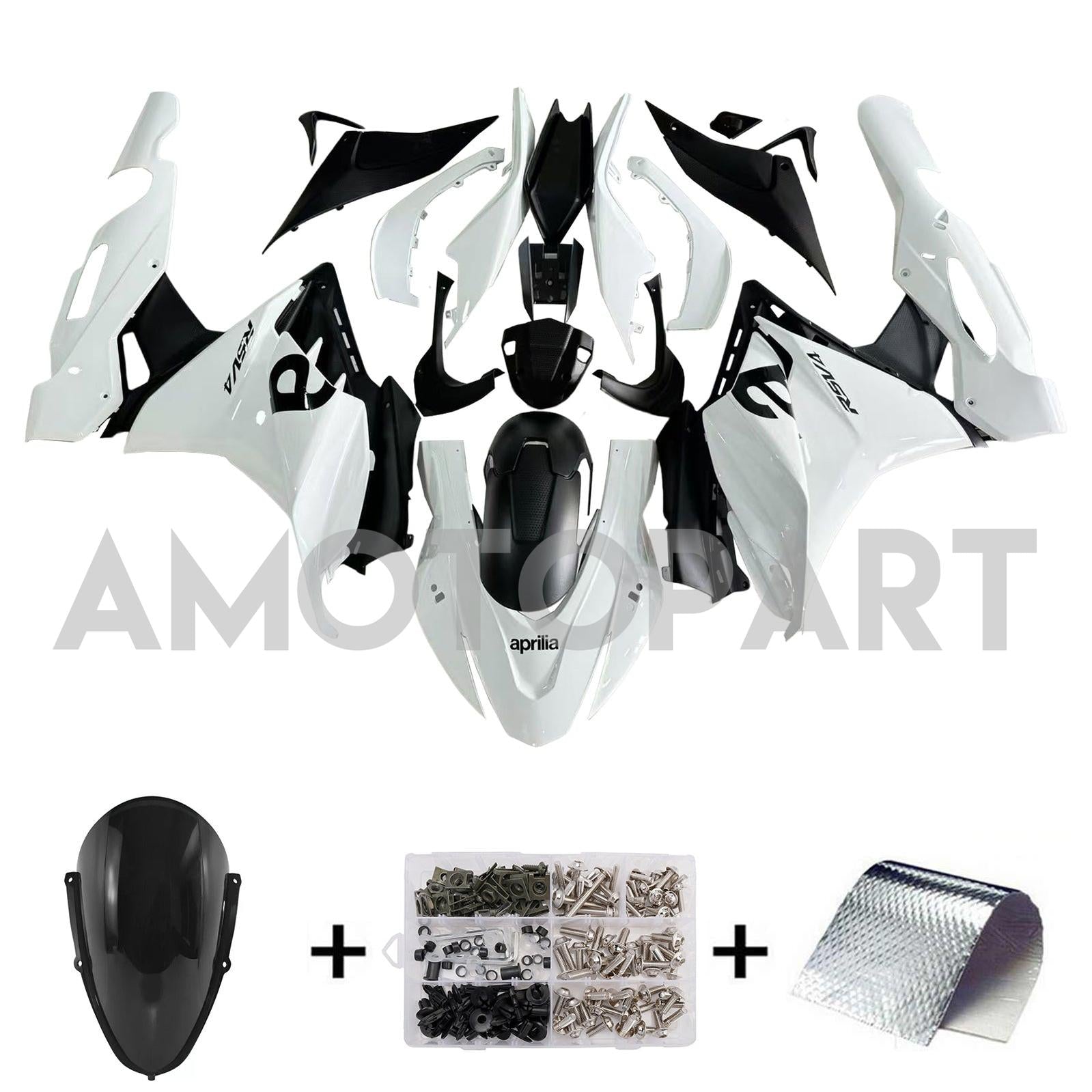 Amotopart 2022-2024 Aprilia RSV4 1100 White Black Fairing Kit