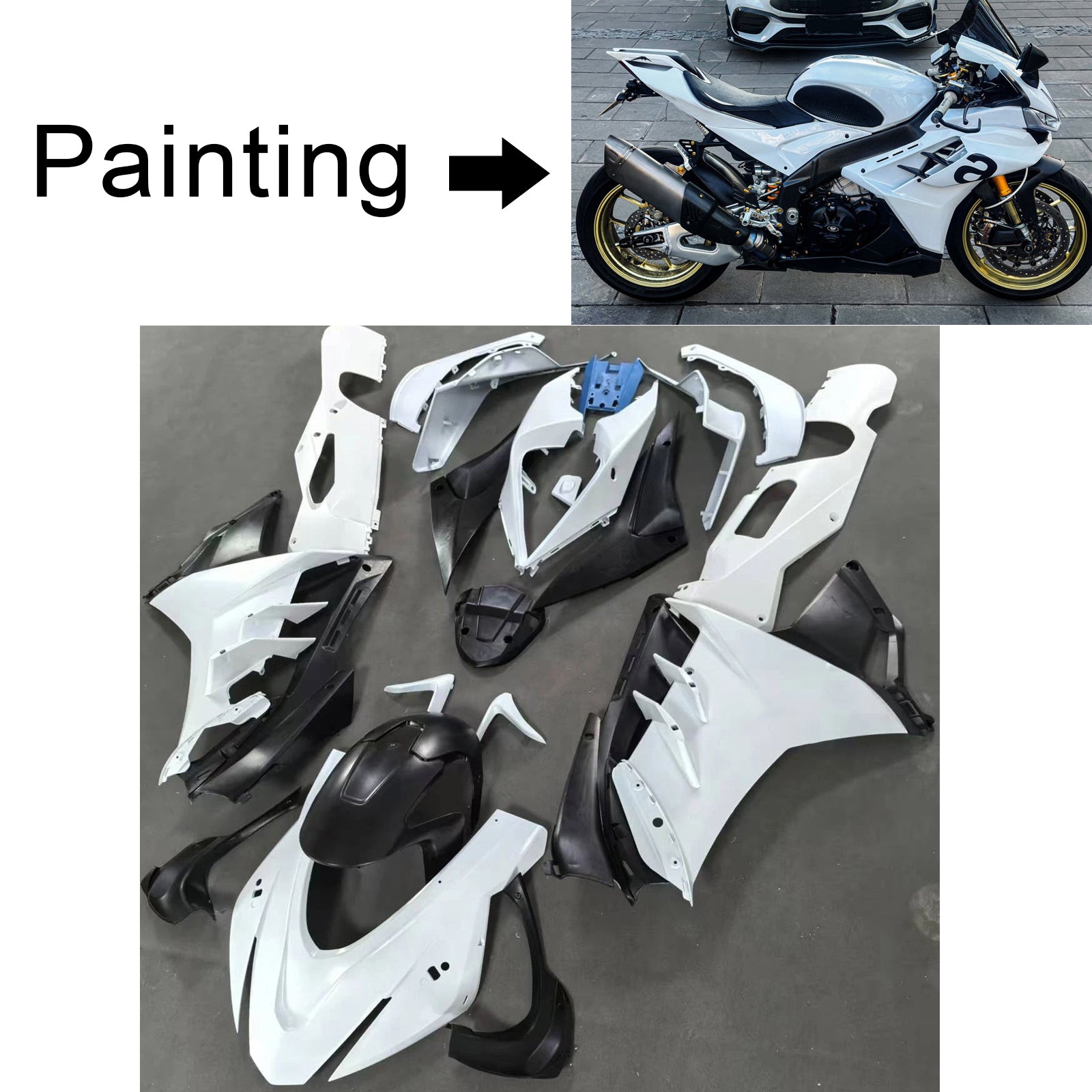 Amotopart 2022-2024 Aprilia RSV4 1100 Glossy White Black Fairing Kit
