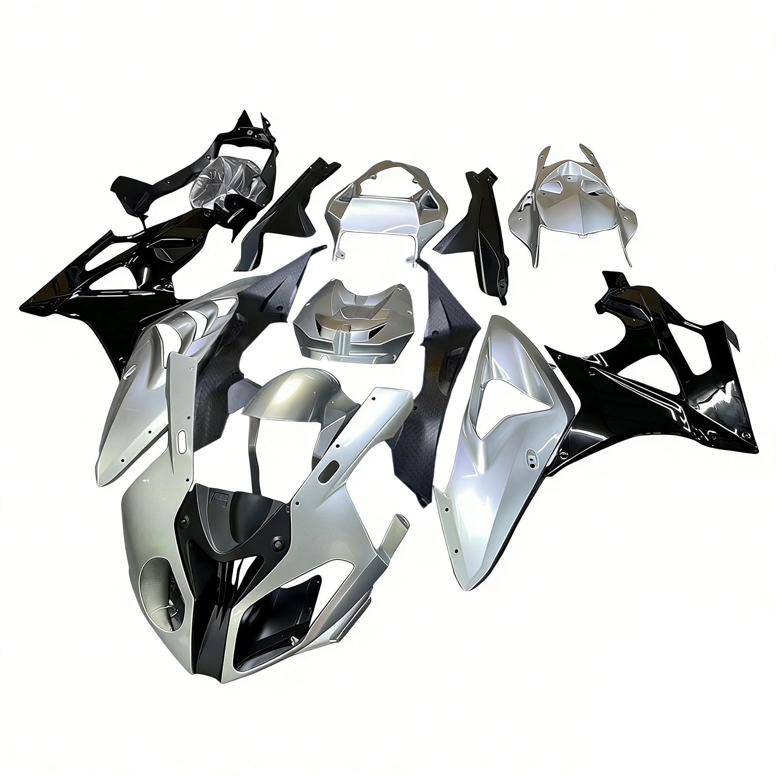Amotopart 2009-2014 BMW S1000RR Sliver Black Fairing Kit