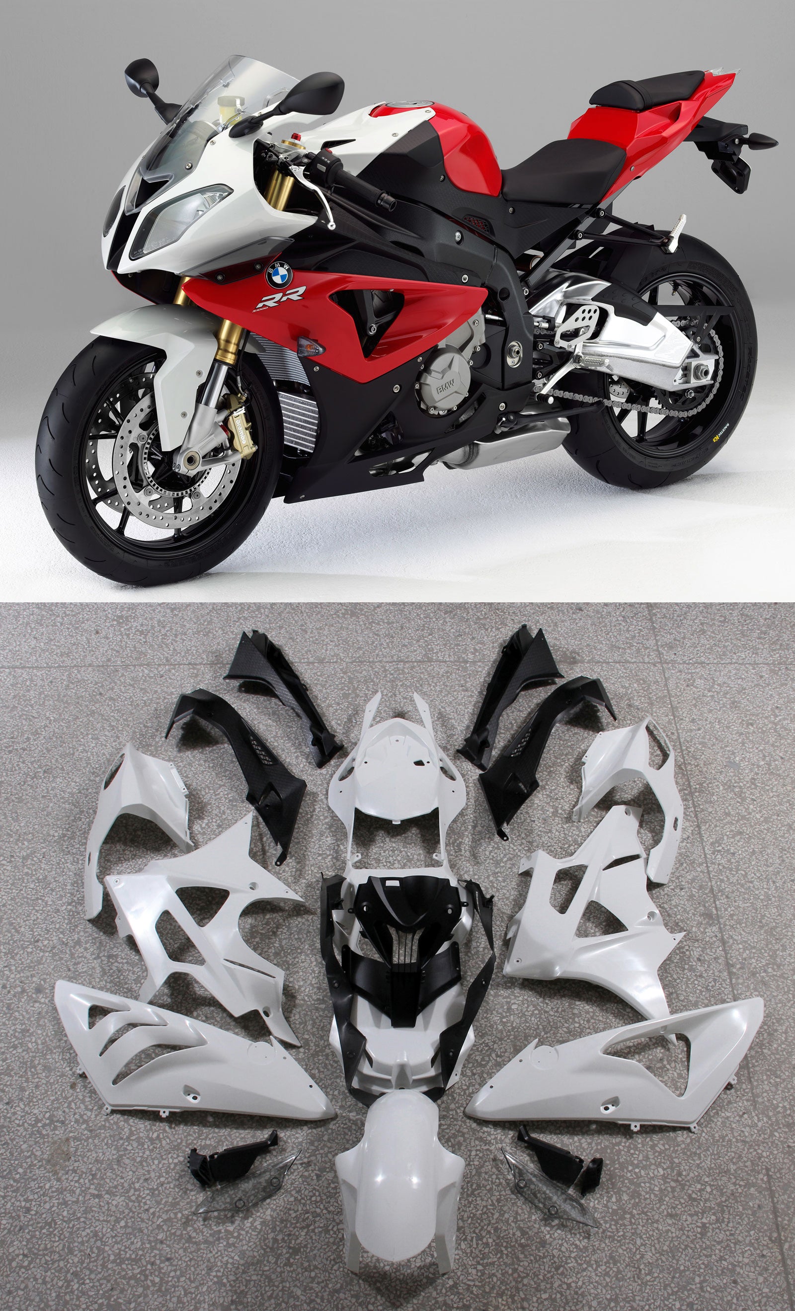 Amotopart 2009–2014 BMW S1000RR Rot Weiß Schwarz Verkleidungsset