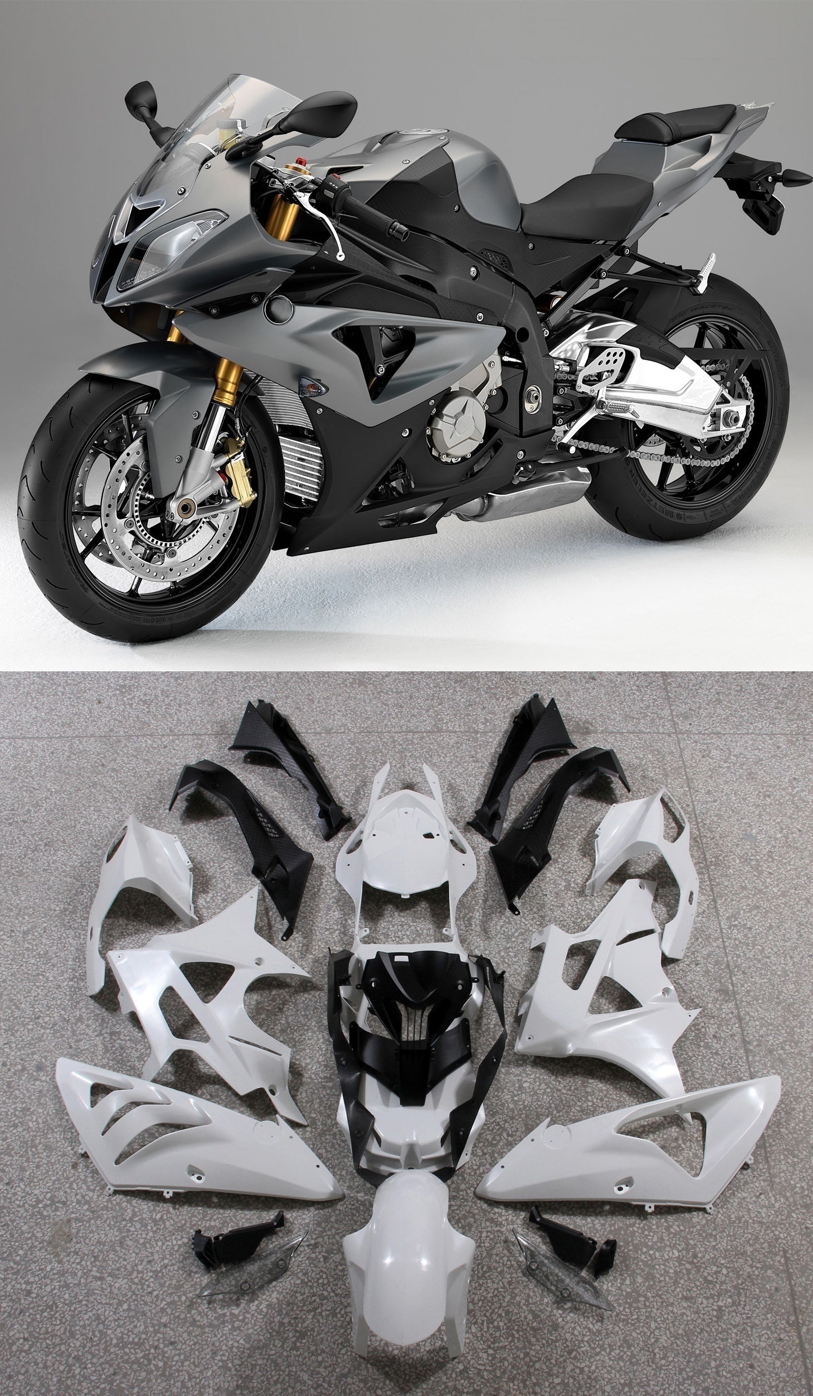 Amotopart 2009-2014 BMW S1000RR Gray Black Fairing Kit