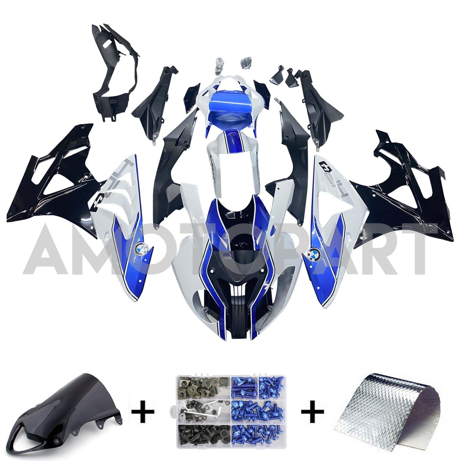 Amotopart 2009-2014 BMW S1000RR Kit de carenado azul y blanco