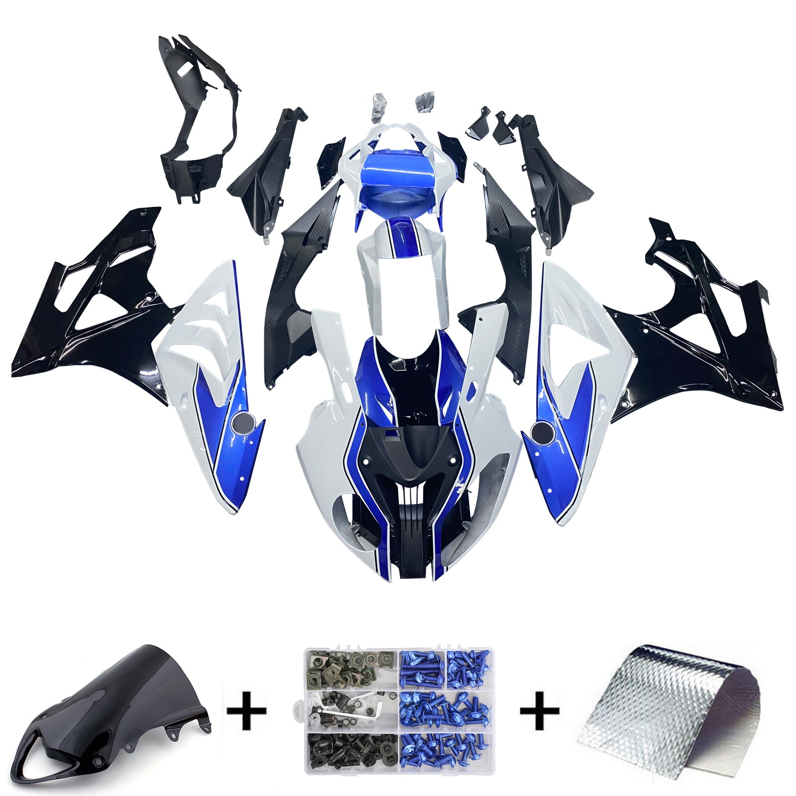 Amotopart 2009-2014 BMW S1000RR Blue&White Fairing Kit