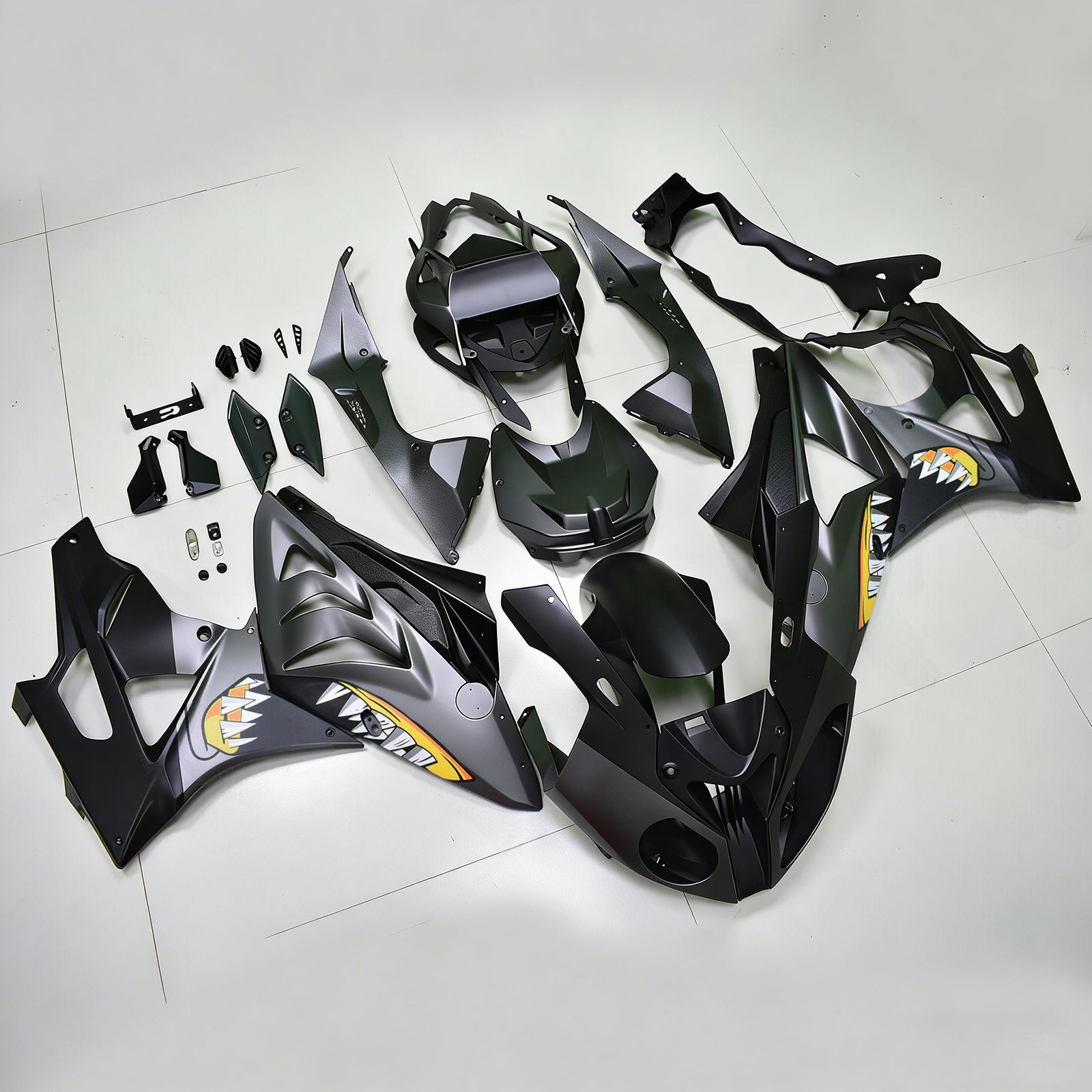 Amotopart 2009-2014 BMW S1000RR Black with Shark Teeth Fairing Kit