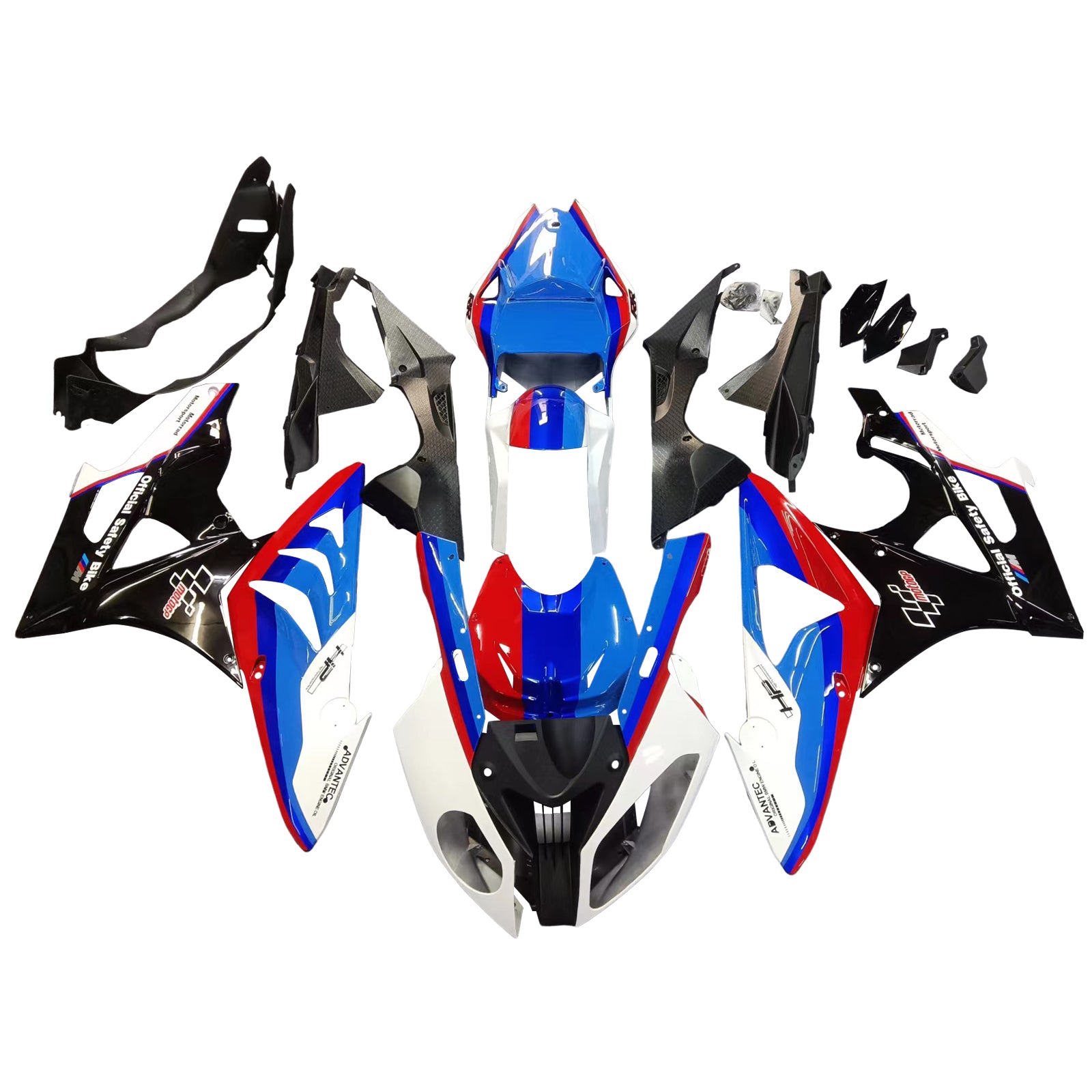 Amotopart 2009-2014 BMW S1000RR vzorec uhlíkových vláken bílé kapky