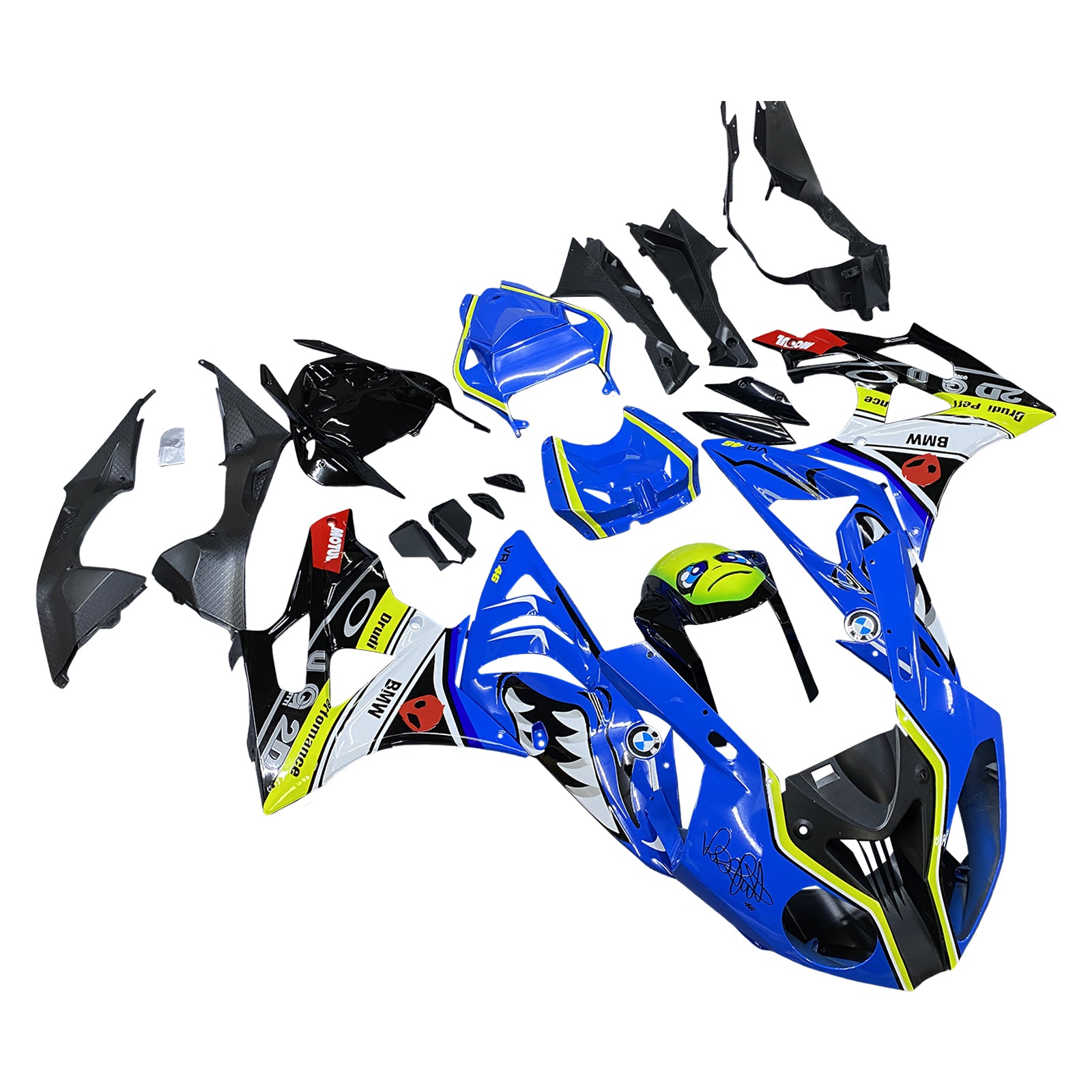 Amotopart BMW S1000RR 2009-2014 ブルー&イエロー モンスター フェアリング キット