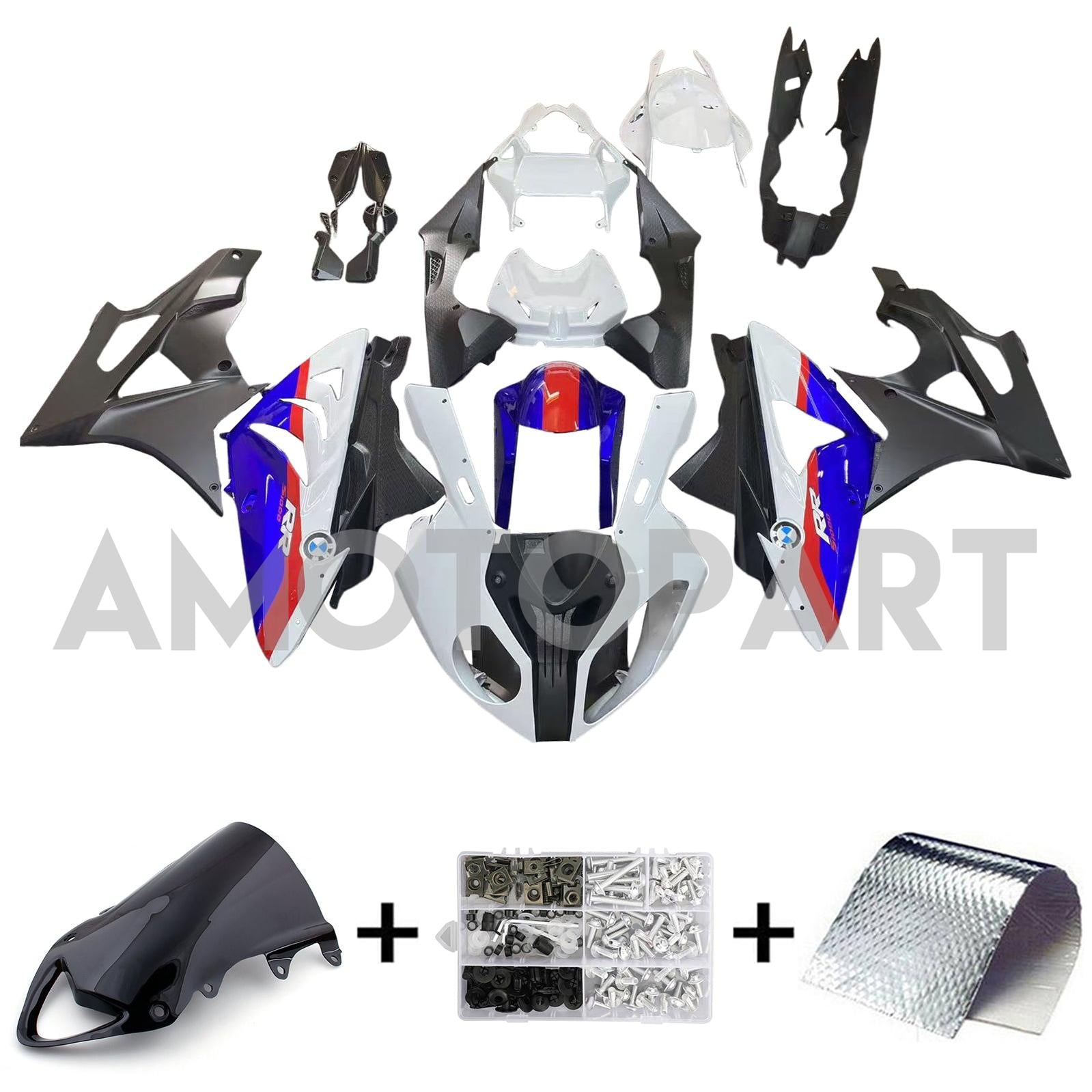 Amotopart BMW S1000RR 2009-2014 Blue & Red Style3 Fairing Kit