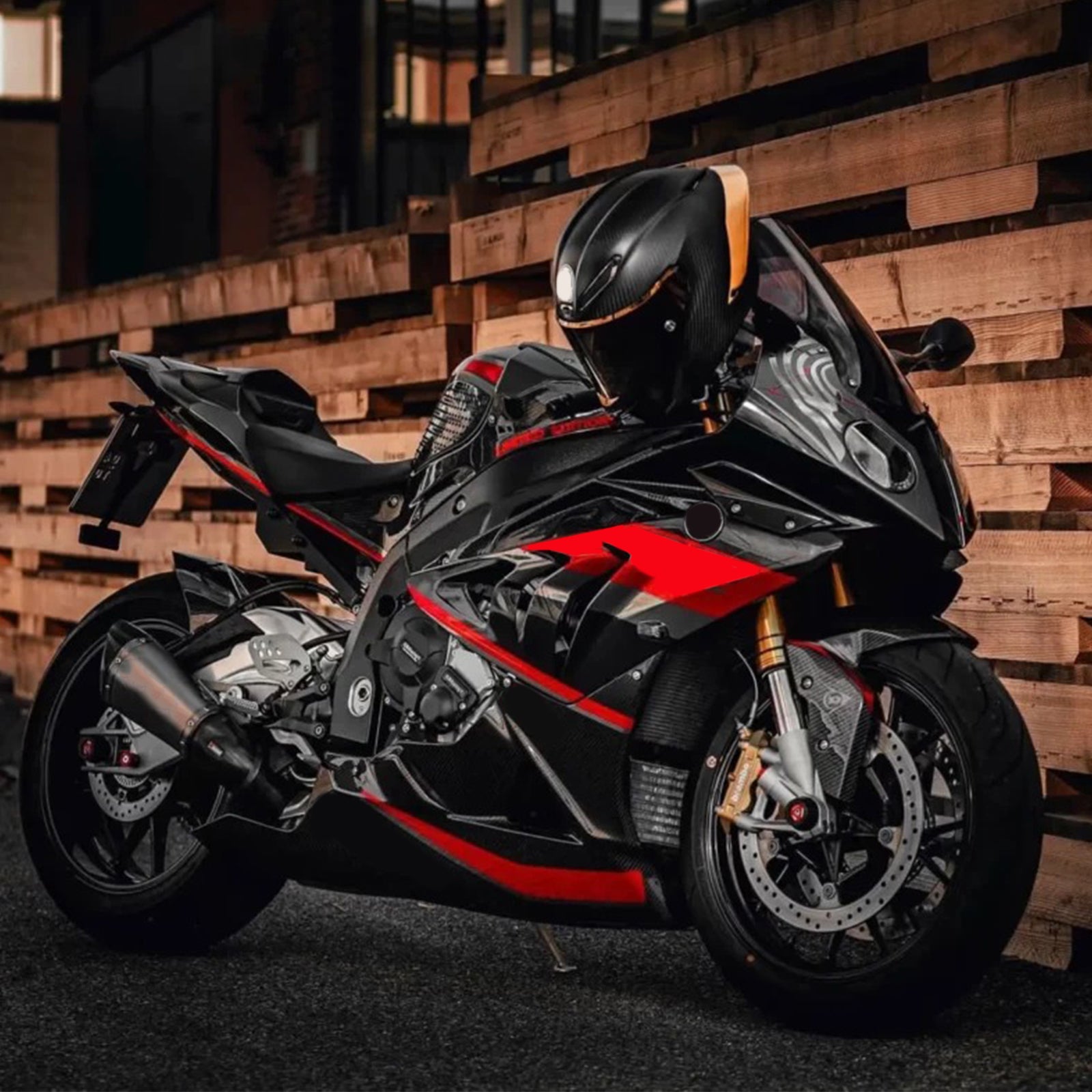 Amotopart BMW S1000RR 2009-2014 Black & Red Fairing Kit