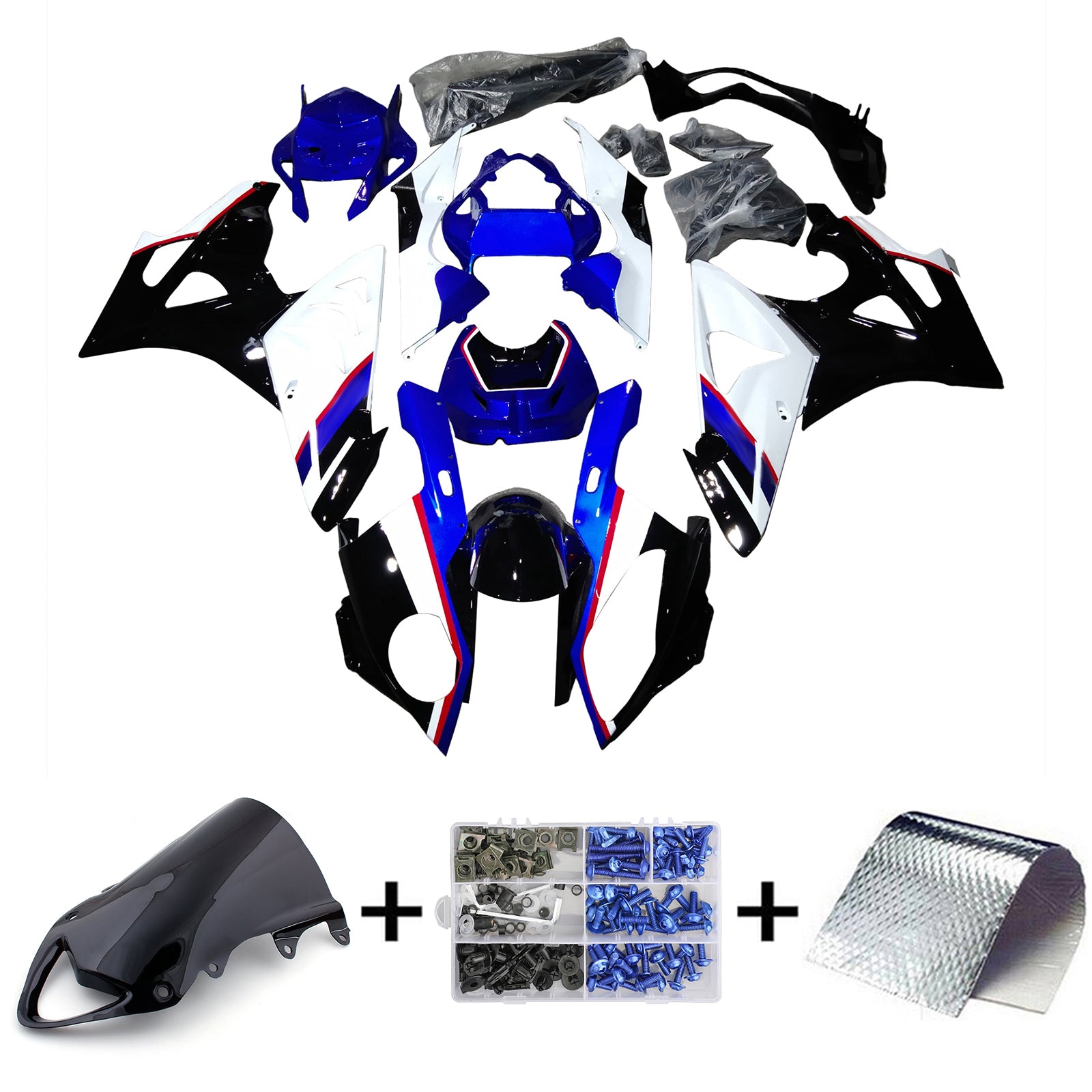 Amotopart BMW S1000RR 2009-2014 Blau&Schwarzes Verkleidungsset
