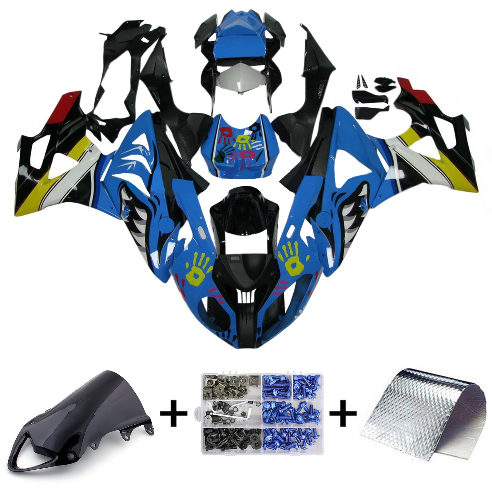 Amotopart BMW S1000RR 2009-2014 Blue Shark Fairing Kit