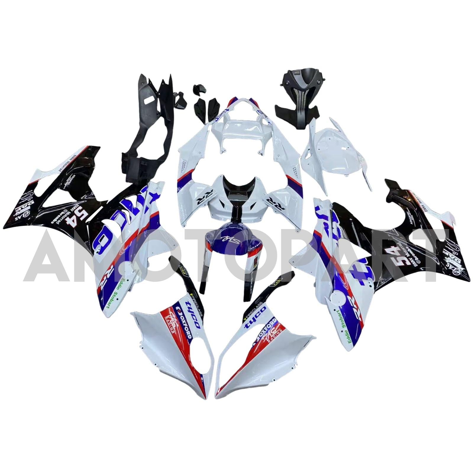 Amotopart BMW S1000RR 2009-2014 Kit de carenado azul y blanco Style1