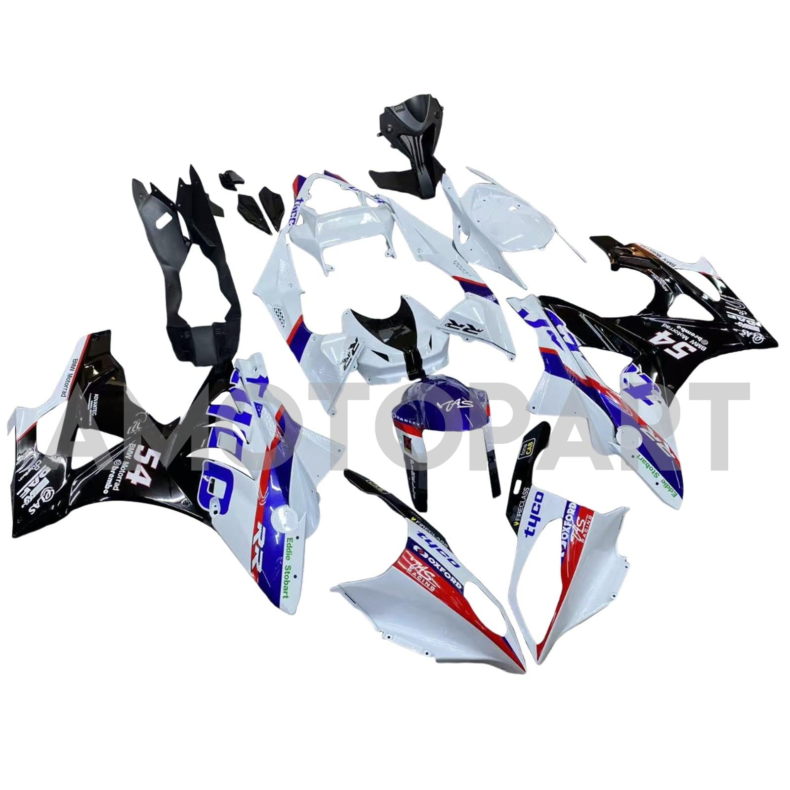 Amotopart BMW S1000RR 2009-2014 Kit de carenado azul y blanco Style1