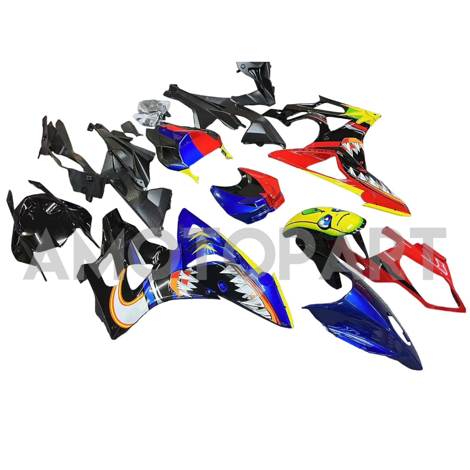 Amotopart BMW S1000RR 2009-2014 Zestaw Red & Blue Shark zębów