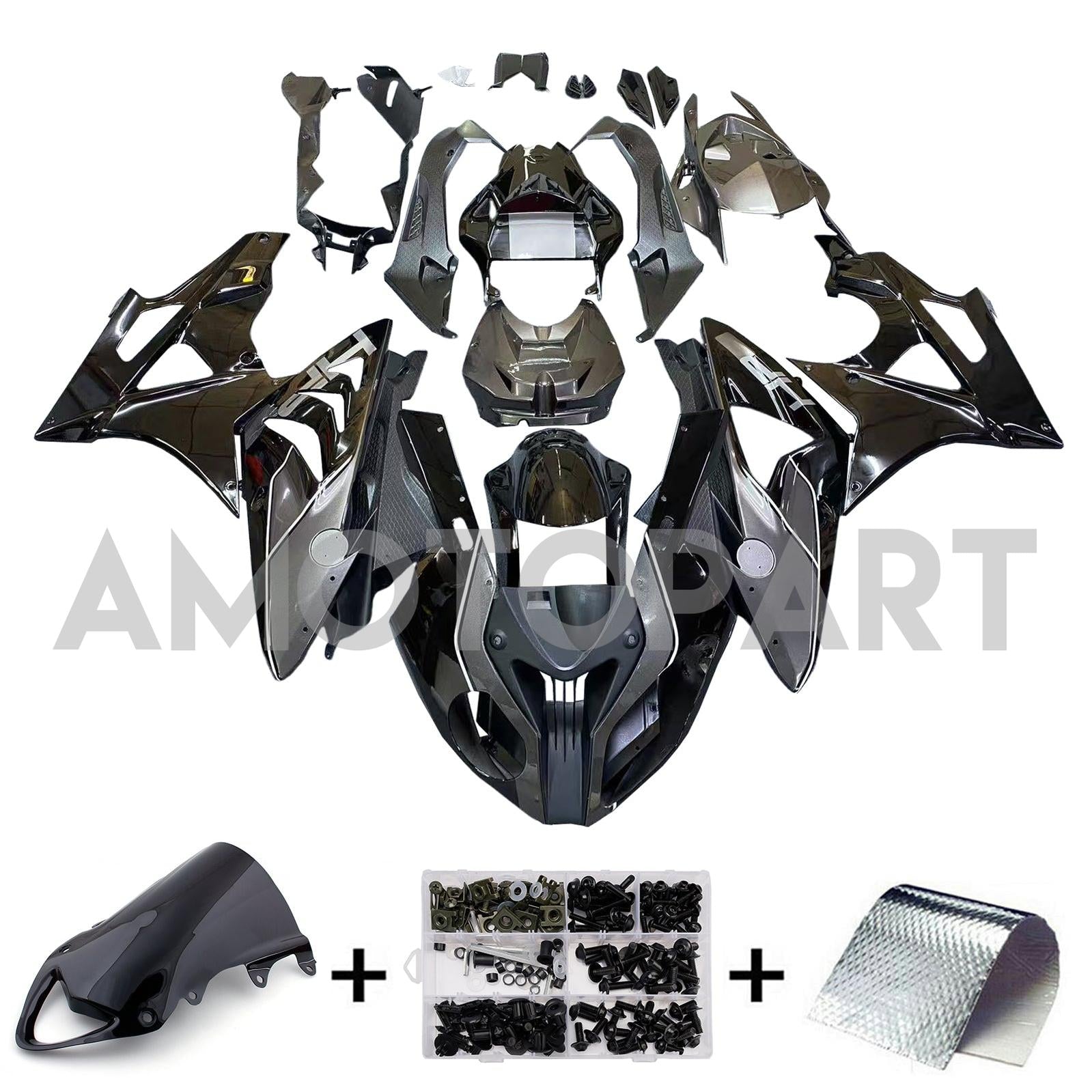Amotopart BMW S1000RR 2009-2014 Gloss Black Fairing Kit