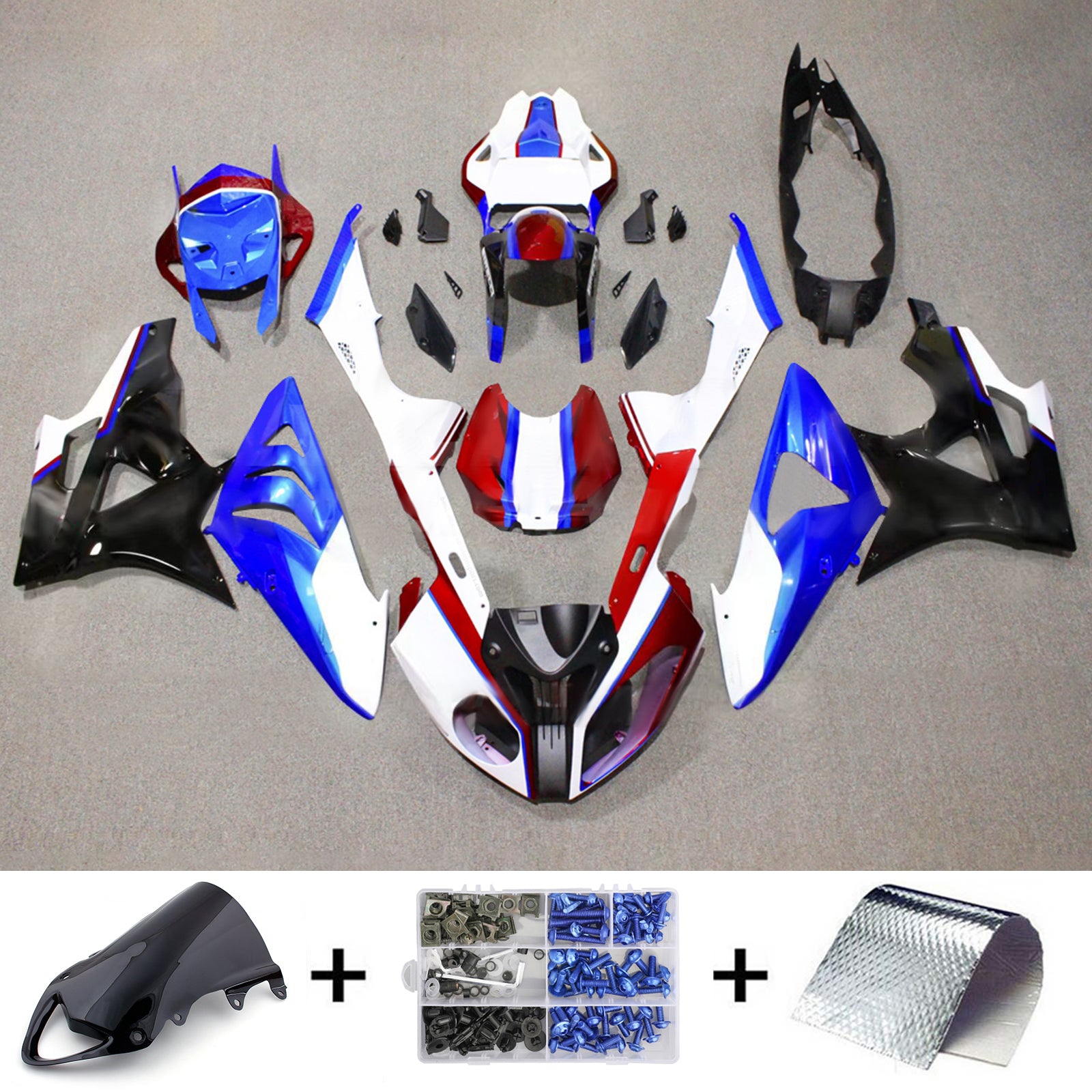Amotopart 2009-2014 BMW S1000RR Glossy Black White Red Blue Fairing Kit