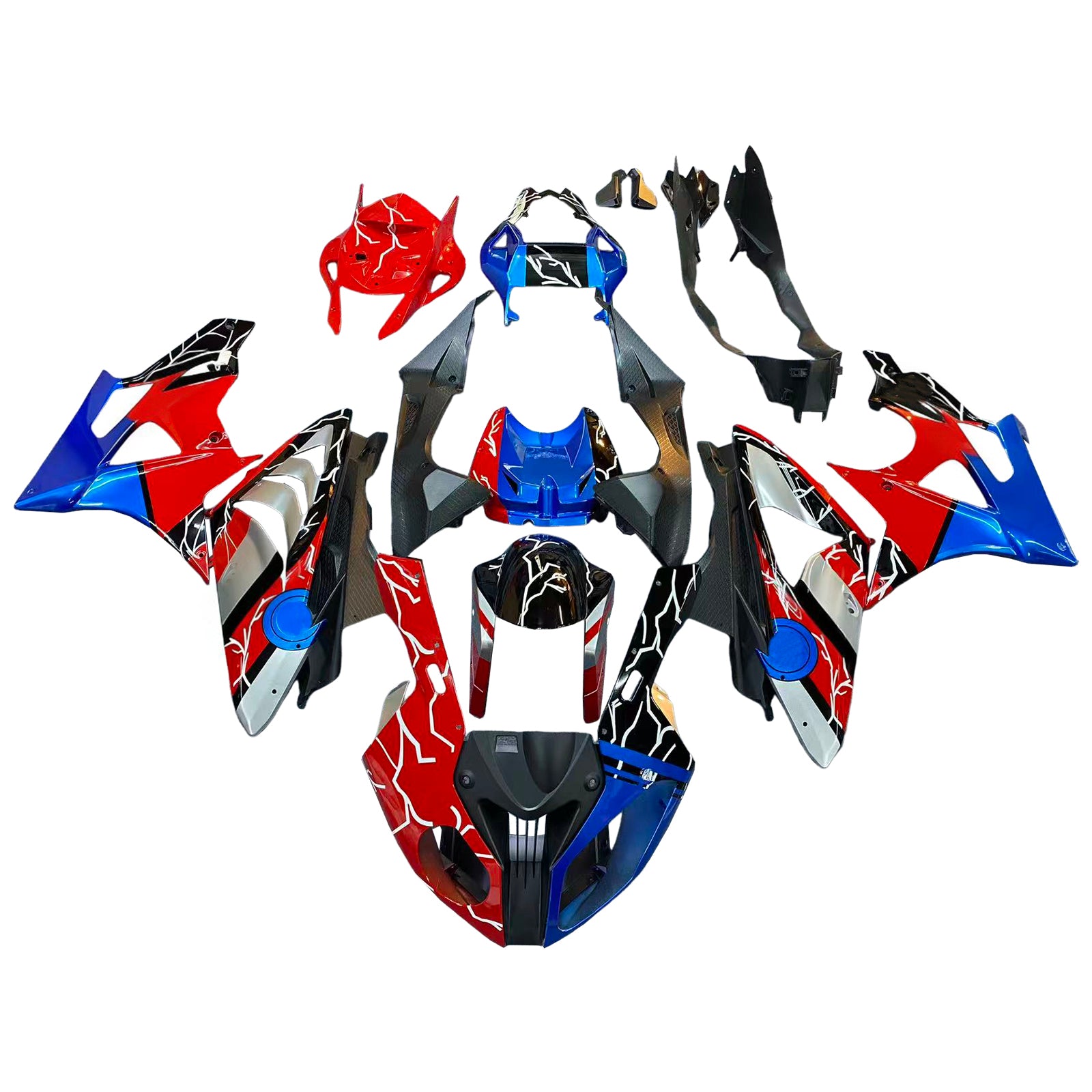 Amotopart 2009–2014 BMW S1000RR Schwarz Rot Blau Silber Verkleidungsset