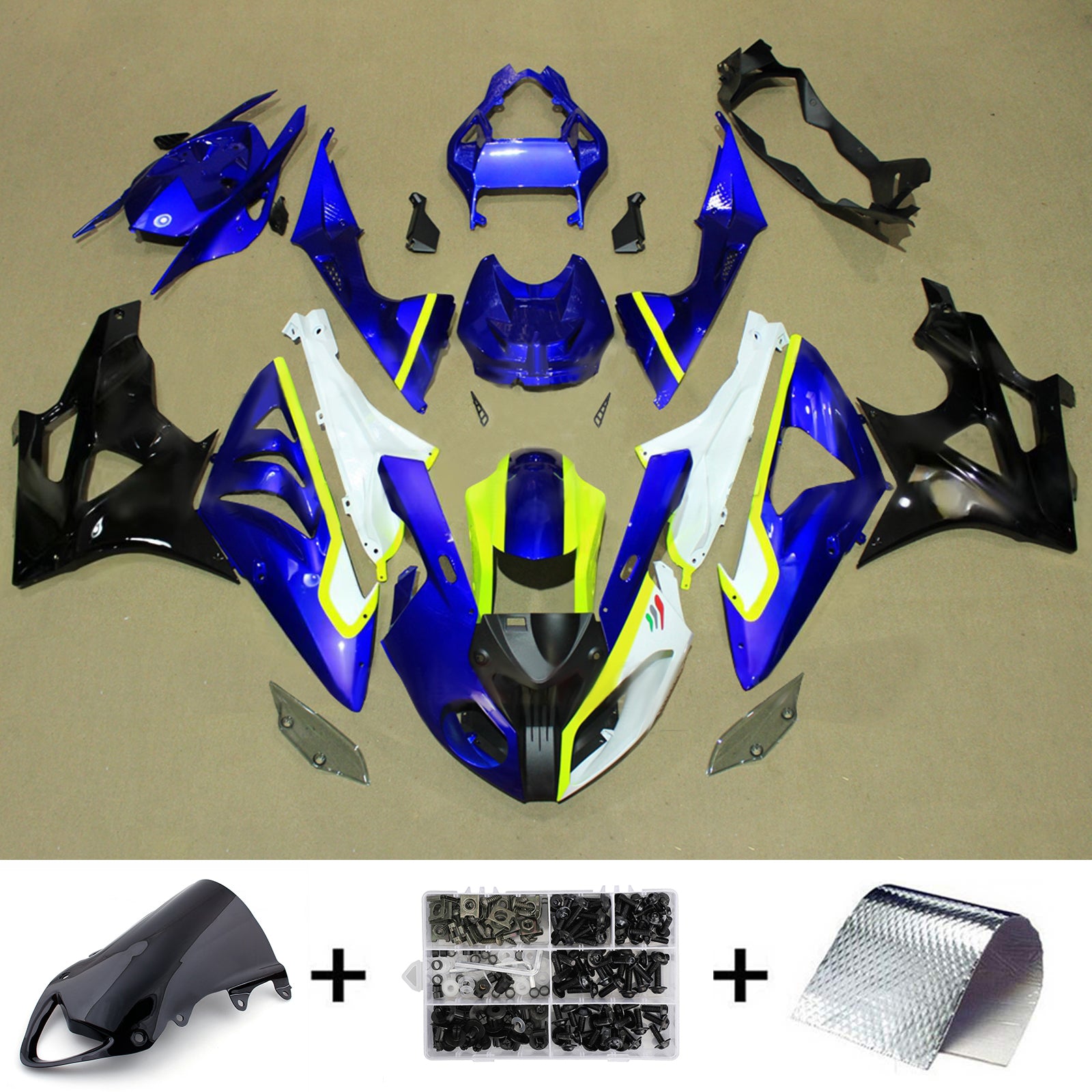 Amotopart 2009-2014 BMW S1000RR Black White Blue Fairing Kit