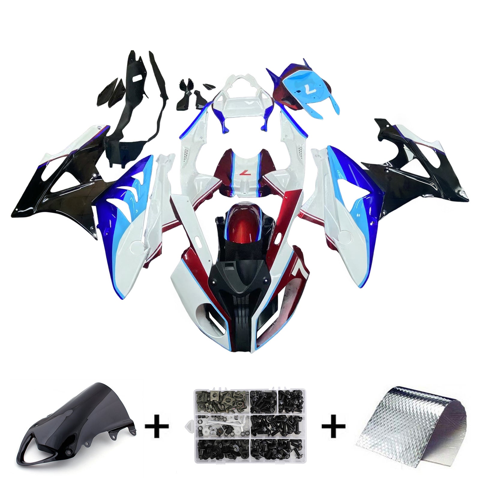 Amotopart 2009-2014 BMW S1000RR Black Blue White Fairing Kit
