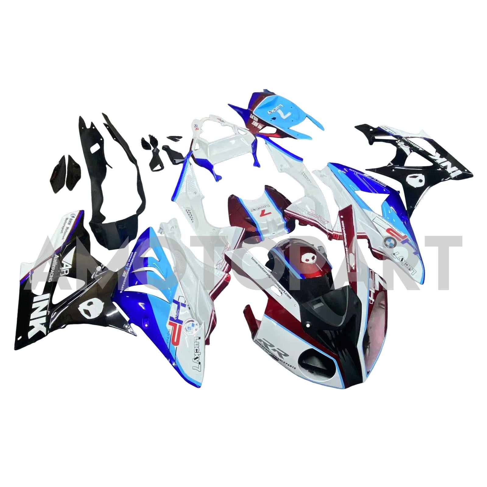 Amotopart 2009-2014 BMW S1000RR Zwart Blue White Fairing Kit