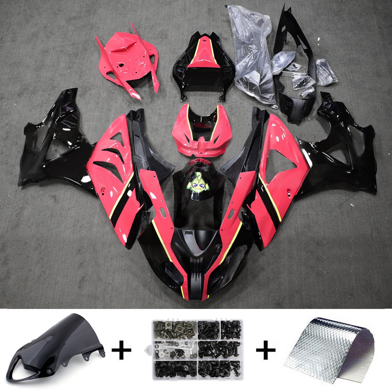 Amotopart 2009-2014 BMW S1000RR Black Pink Fairing Kit