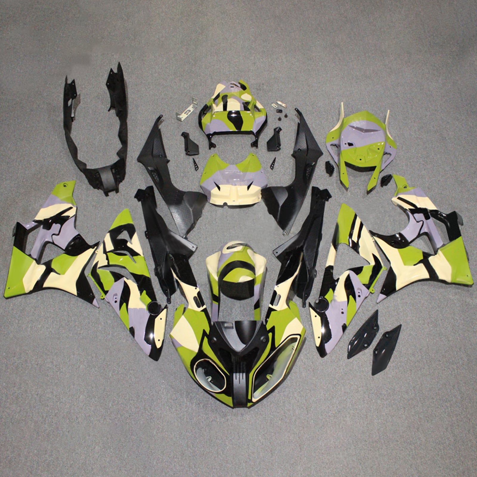 Amotopart 2009-2014 BMW S1000RR Black Green Yellow Fairing Kit