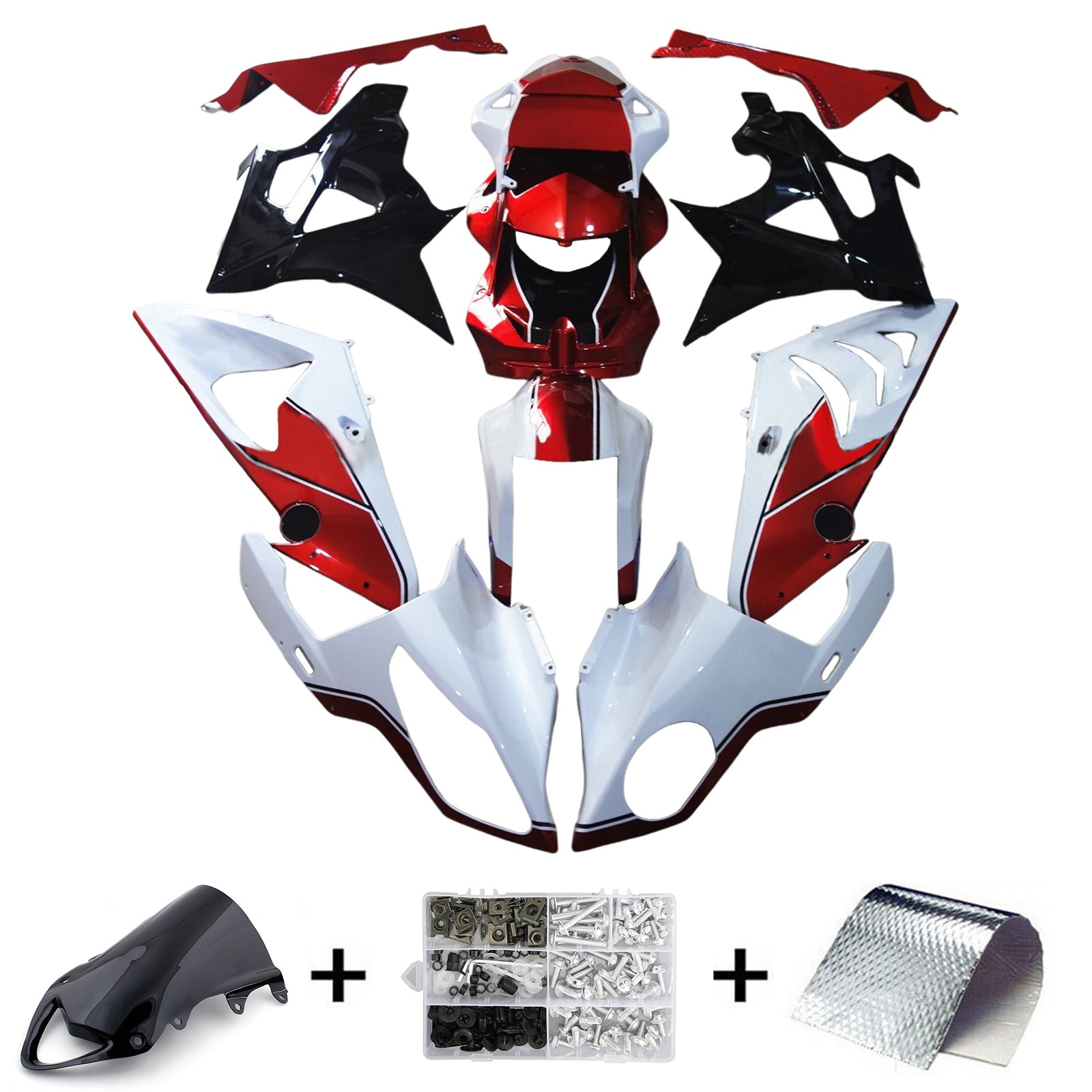 Amotopart 2009-2014 BMW S1000RR GLOOSY White Black Red Fairing Kit