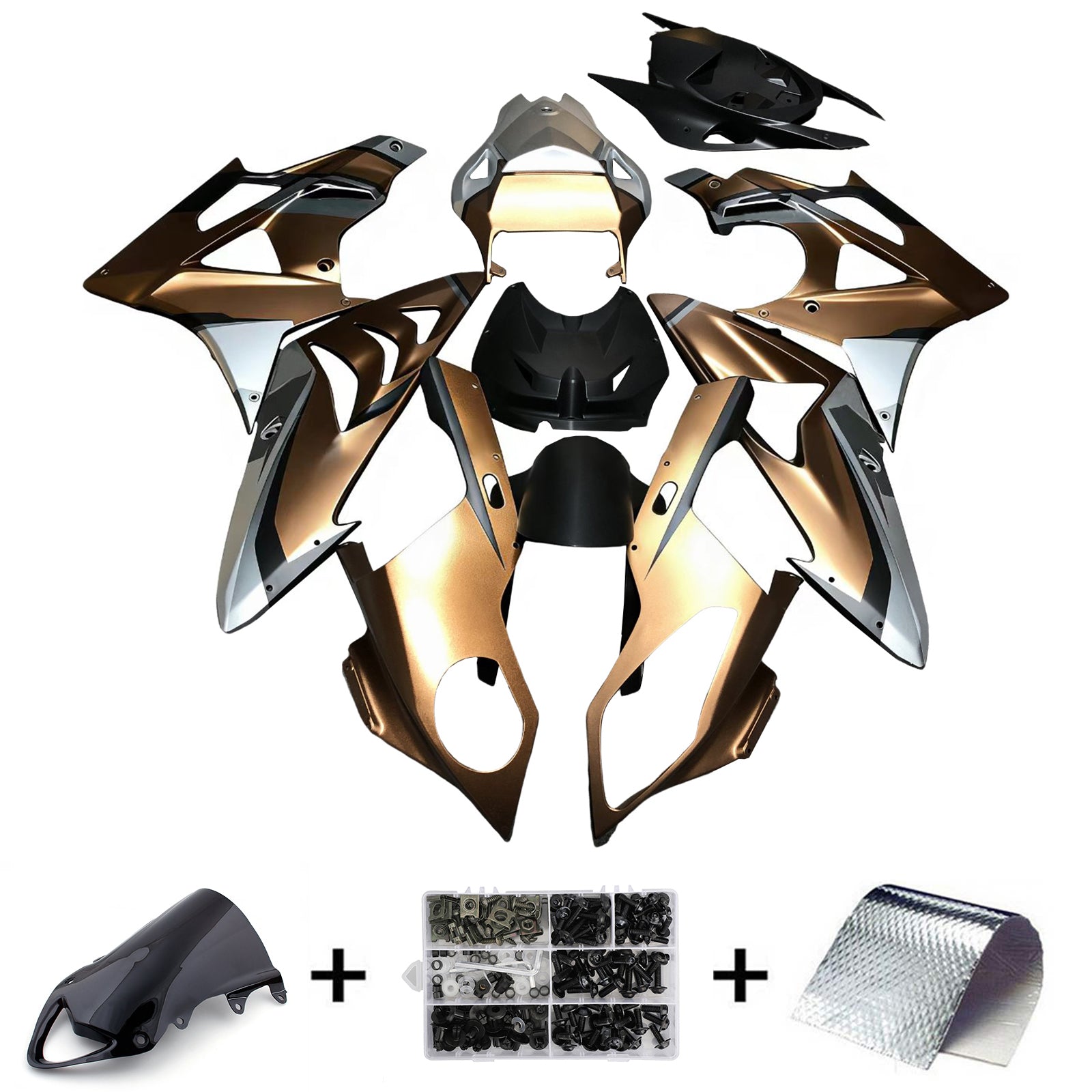 Amotopart 2009-2014 BMW S1000RR Gold Black Fairing Kit