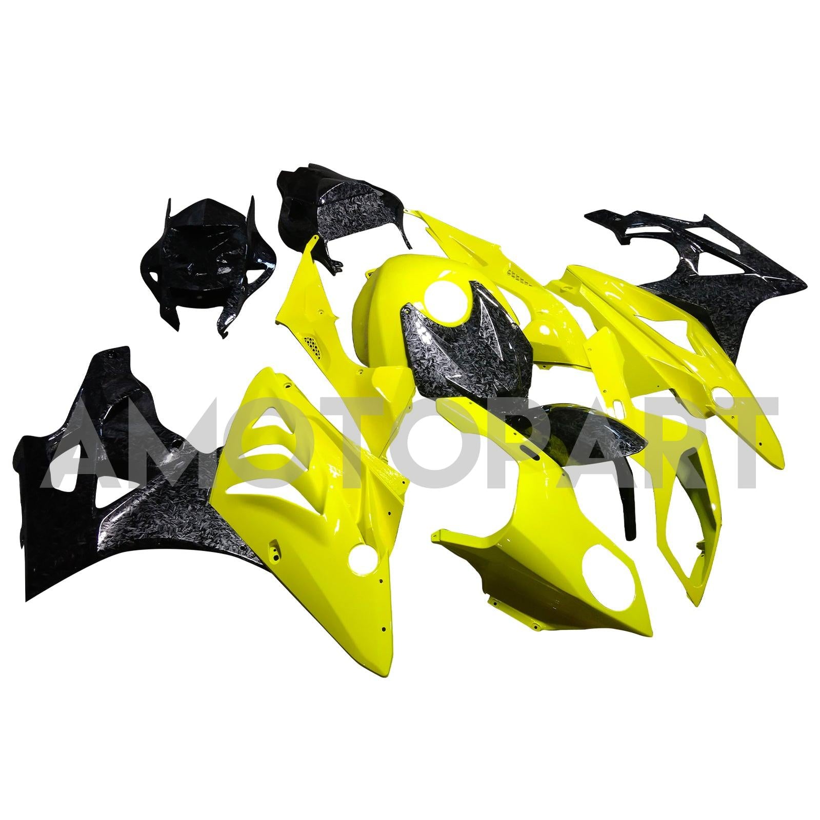 Amotopart 2009-2014 BMW S1000RR Carbon Fiber Pattern Yellow Fairing Kit