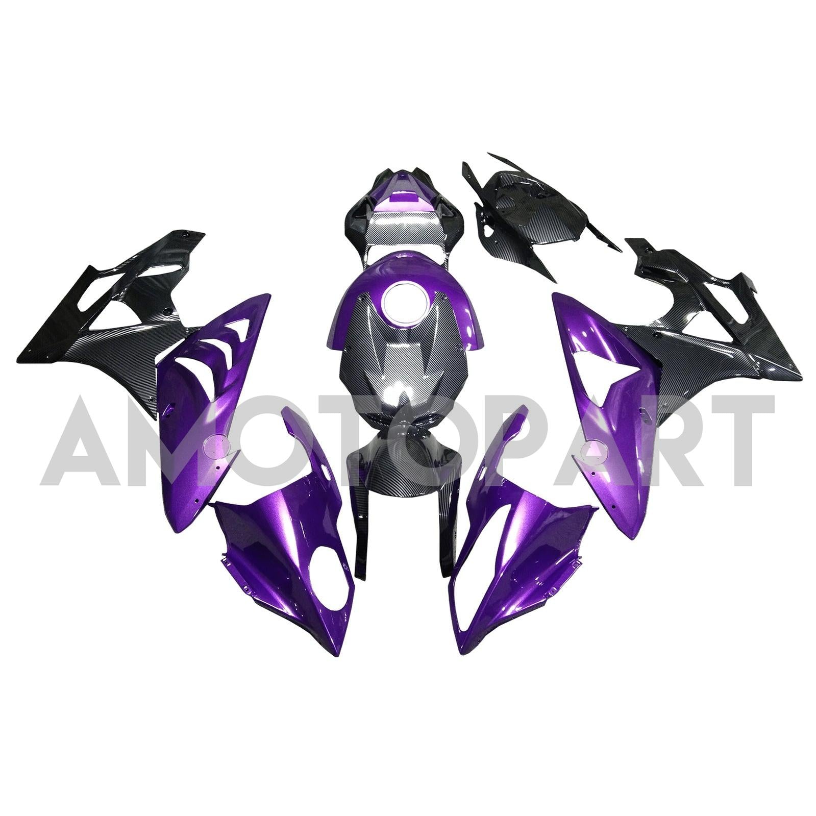 Amotopart 2009-2014 BMW S1000RR Carbon Fiber Pattern & Glossy Purple Fairing Kit
