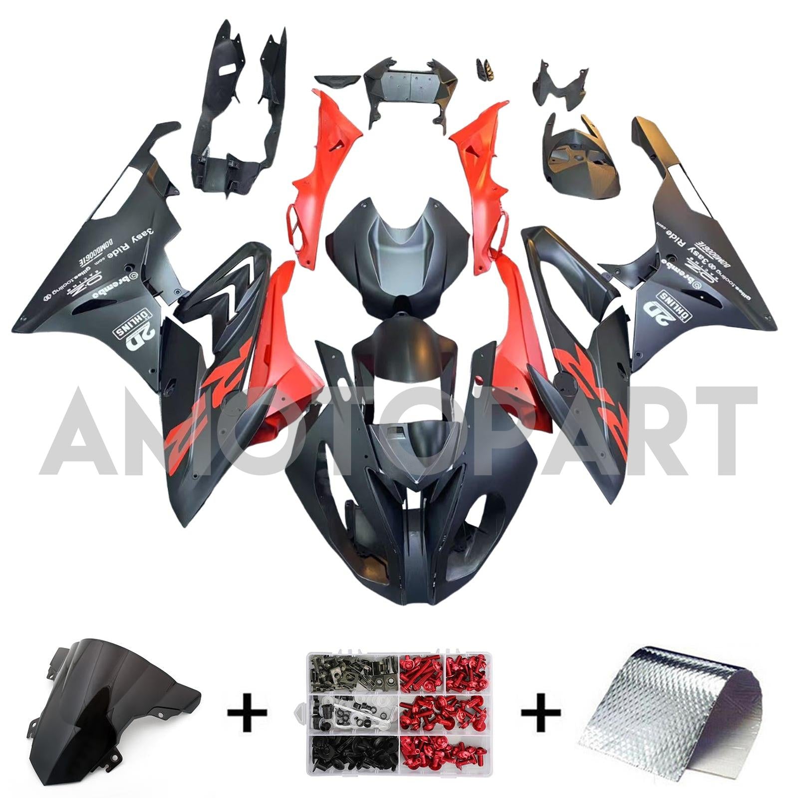 Amotopart BMW S1000RR 2015-2016 RODE & BLACK STYLE 7 KUIST KIT