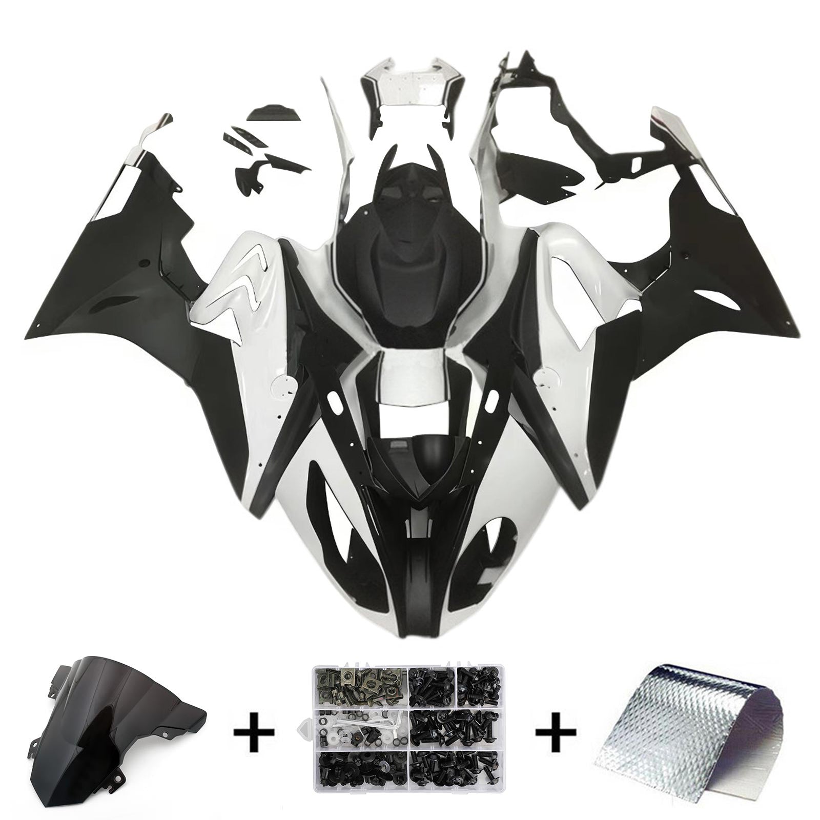 Amotopart BMW S1000RR 2015-2016 Weiß&Schwarzes Style3 Verkleidungsset