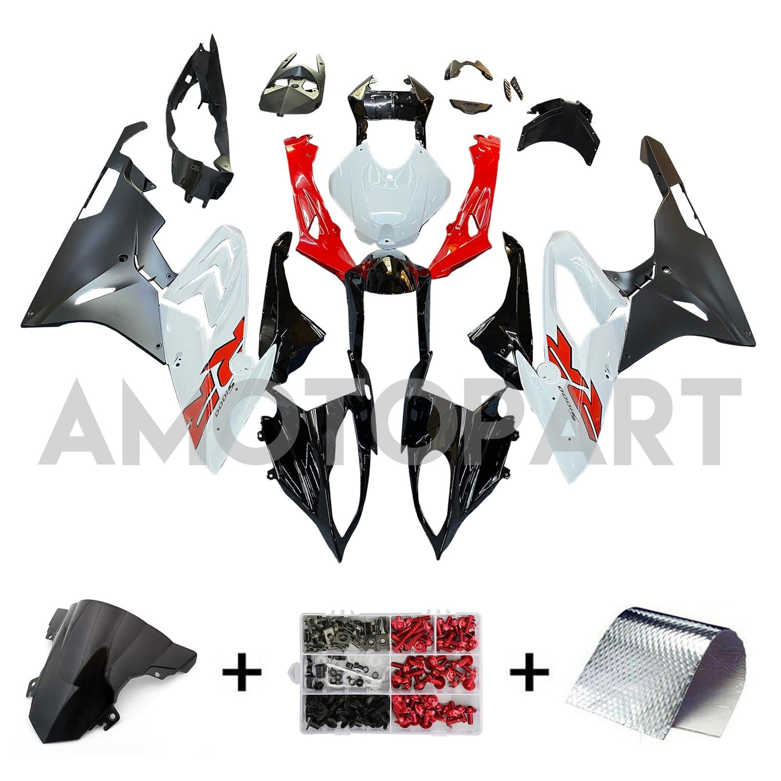 Amotopart BMW S1000RR 2015-2016 Kit de carenado rojo y blanco