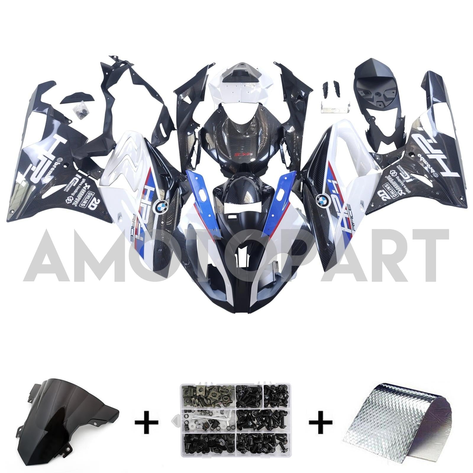 Amotopart BMW S1000RR 2015-2016 Carbon Fiber Black Fairing Kit