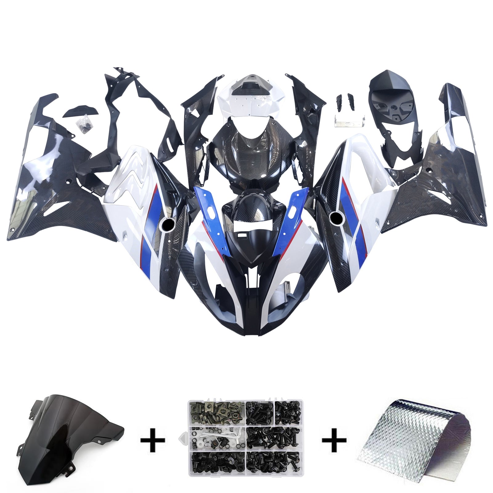 Amotopart BMW S1000RR 2015-2016 Carbon Fiber Black Fairing Kit