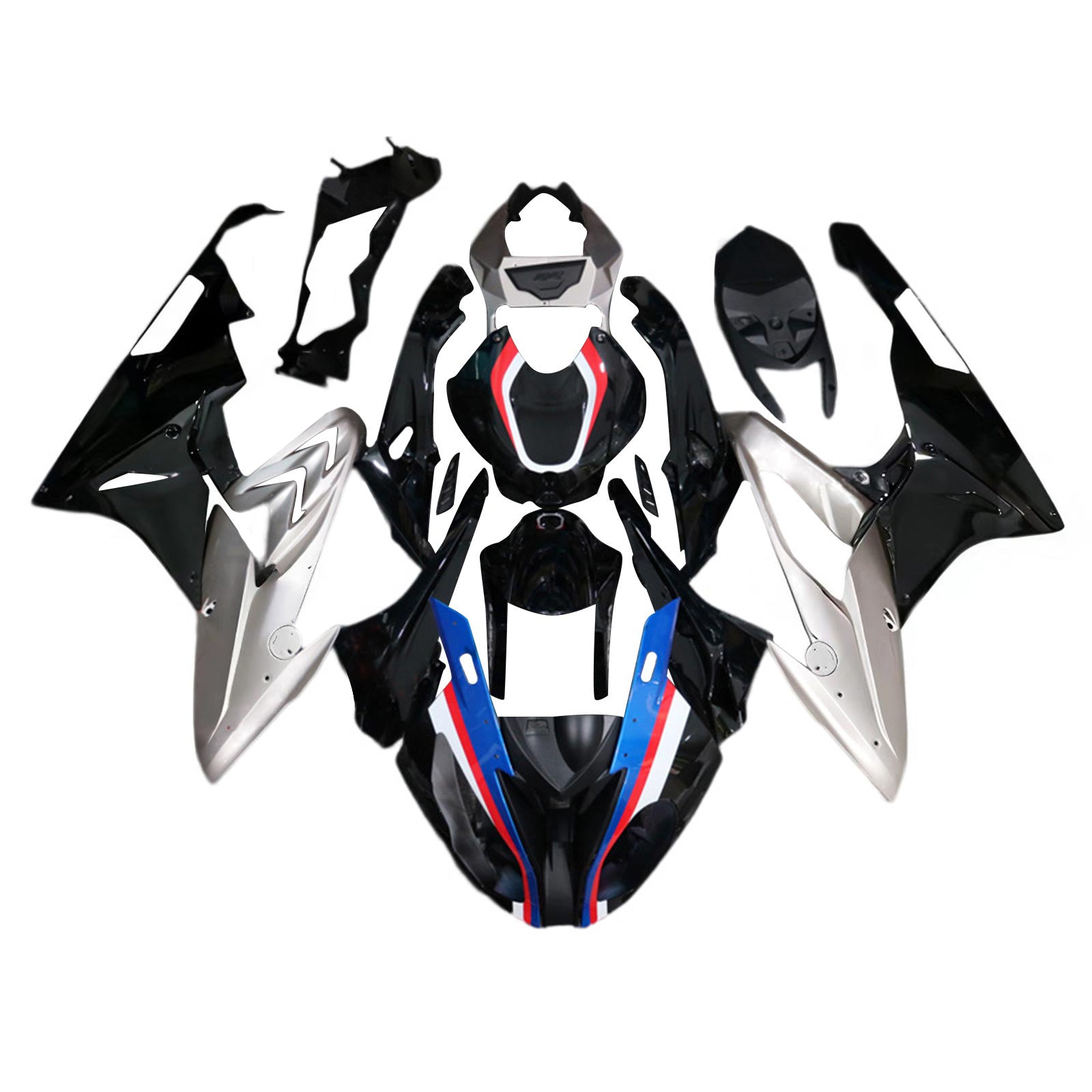 Amotopart BMW S1000RR 2015-2016 ブラック&シルバー フェアリングキット