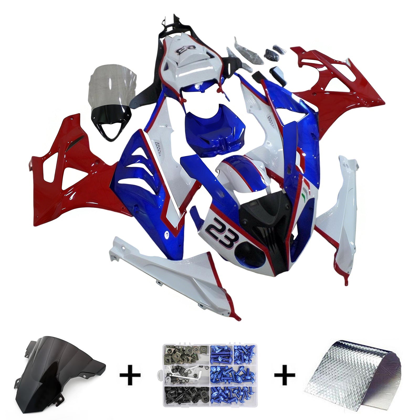 Amotopart BMW S1000RR 2015-2016 Blue&Red Style3 Fairing Kit