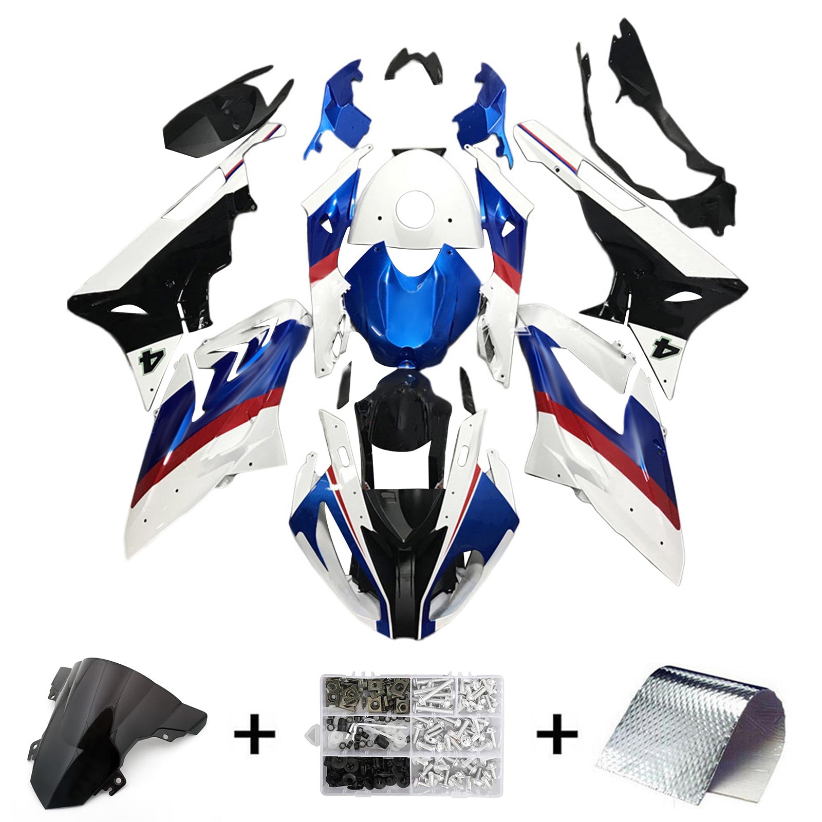 Amotopart BMW S1000RR 2015-2016 Blue&Red Style4 Fairing Kit