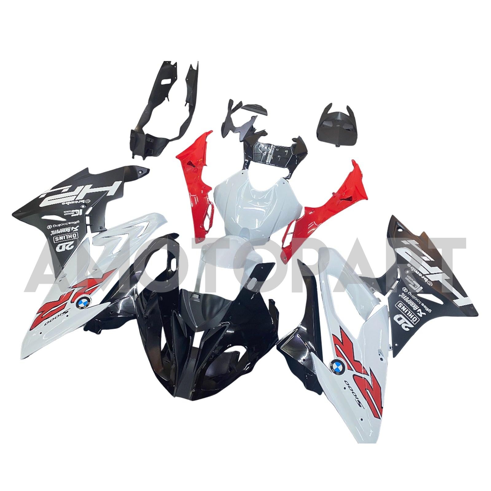 Amotopart BMW S1000RR 2015-2016 Rouge&Kit de carénage noir Style9
