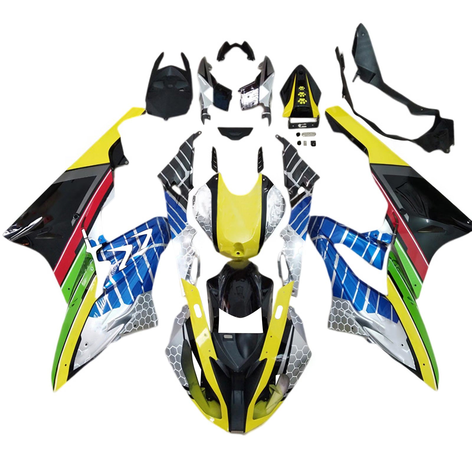 Amotopart BMW S1000RR 2015-2016 ブルー&イエロー Style2 フェアリングキット