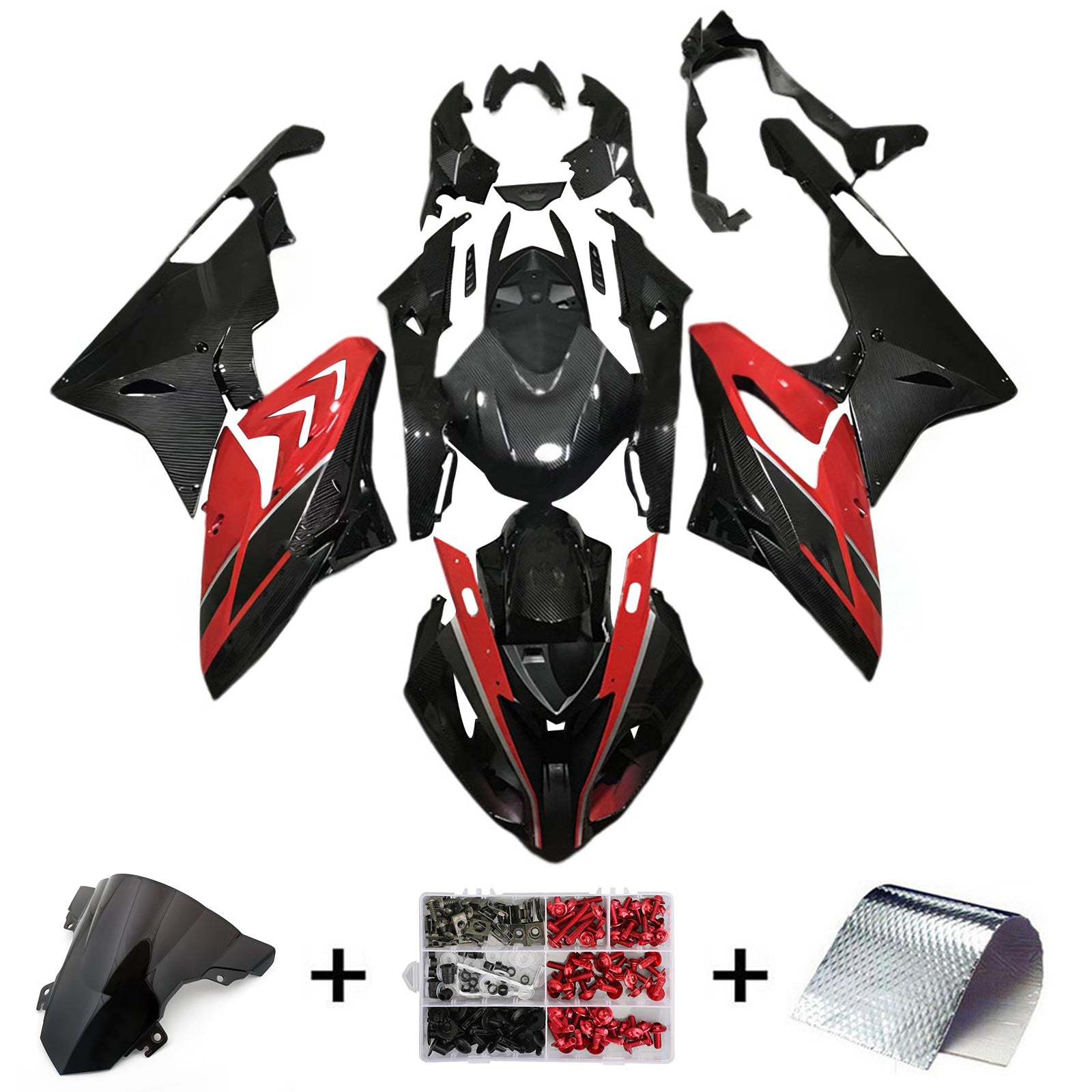 Amotopart BMW S1000RR 2015-2016 レッド&ブラック スタイル 11 フェアリングキット