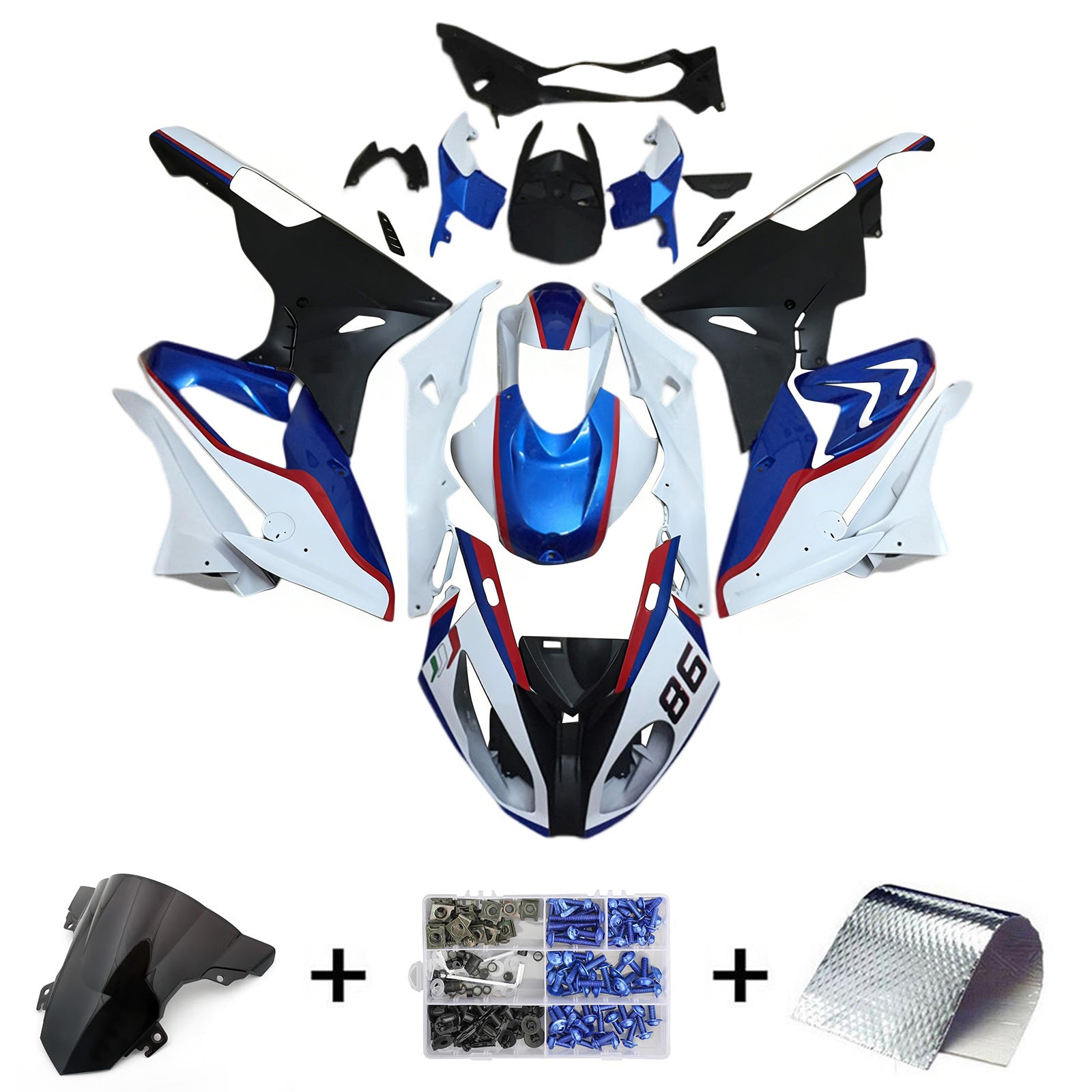 AMOTOPART BMW S1000RR 2015-2016 KIT DE FAILING BLUE & BLACK STILE2