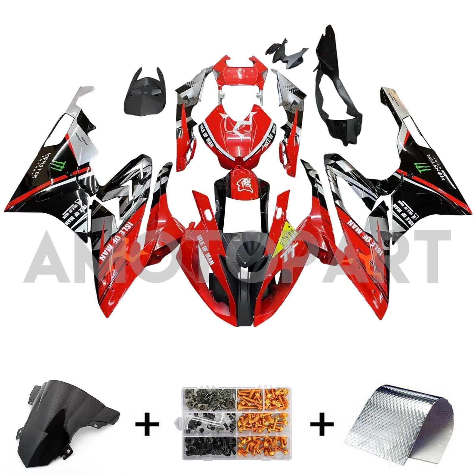 Amotopart BMW S1000RR 2015-2016 RODE & BLACK STYLE 1 KUIST KIT