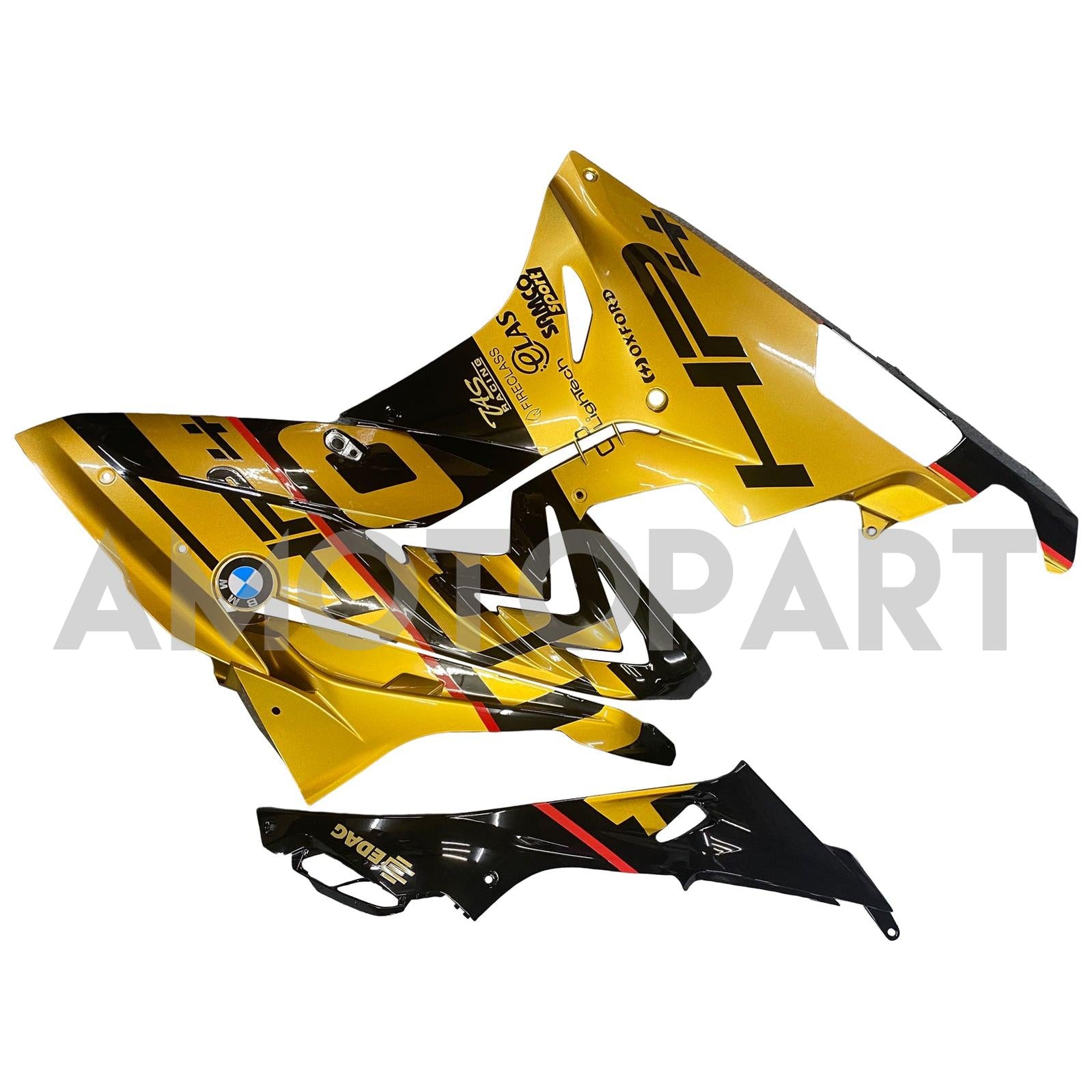 Amotopart BMW S1000RR 2015-2016 Kit de carenado dorado y negro