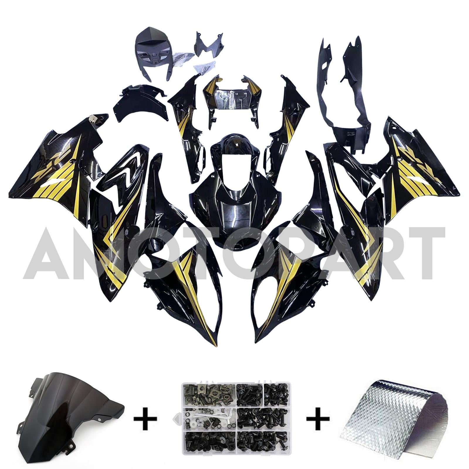 Amotopart BMW S1000RR 2015-2016 Black & Gold Fairing Kit