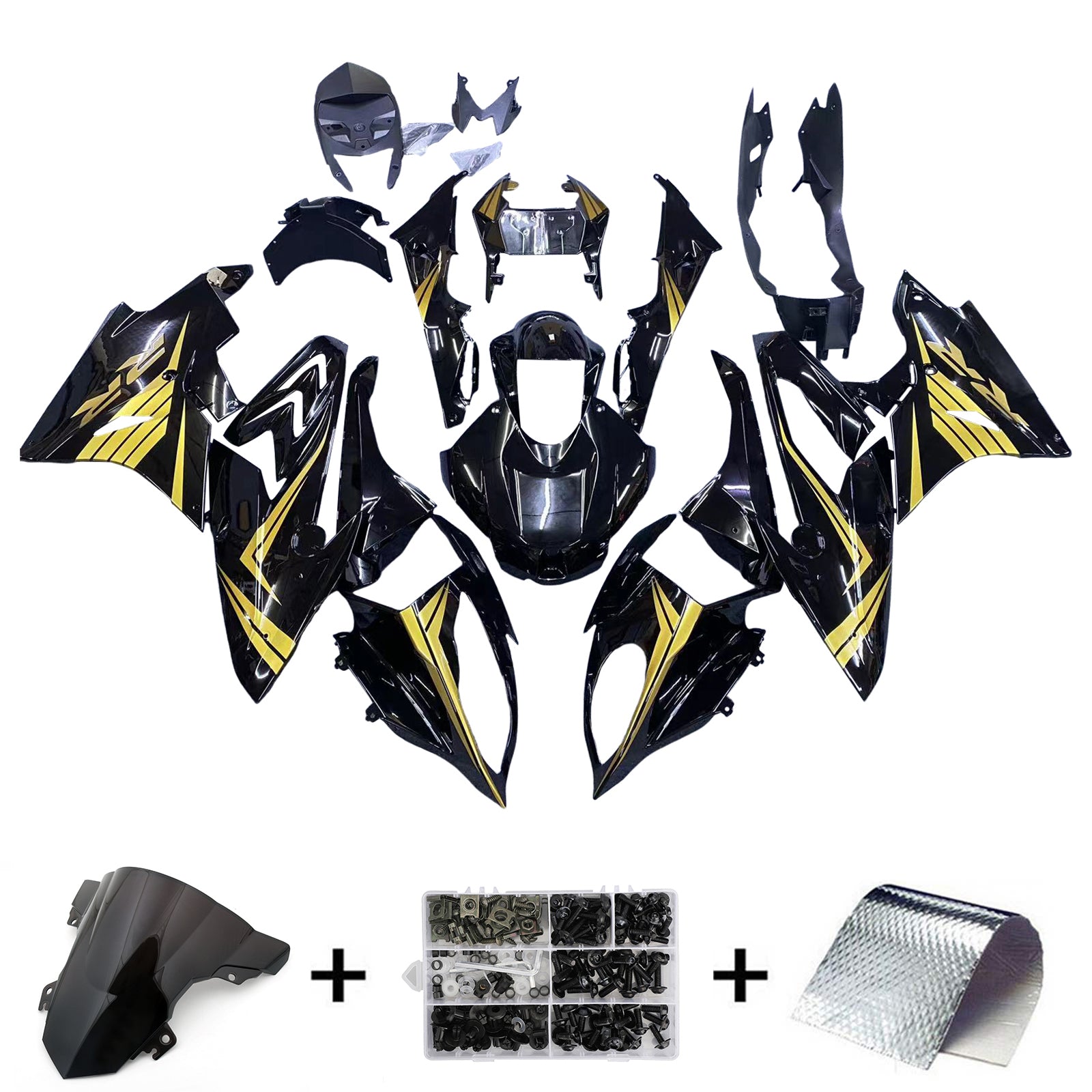 Amotopart BMW S1000RR 2015-2016 Black&Gold Fairing Kit