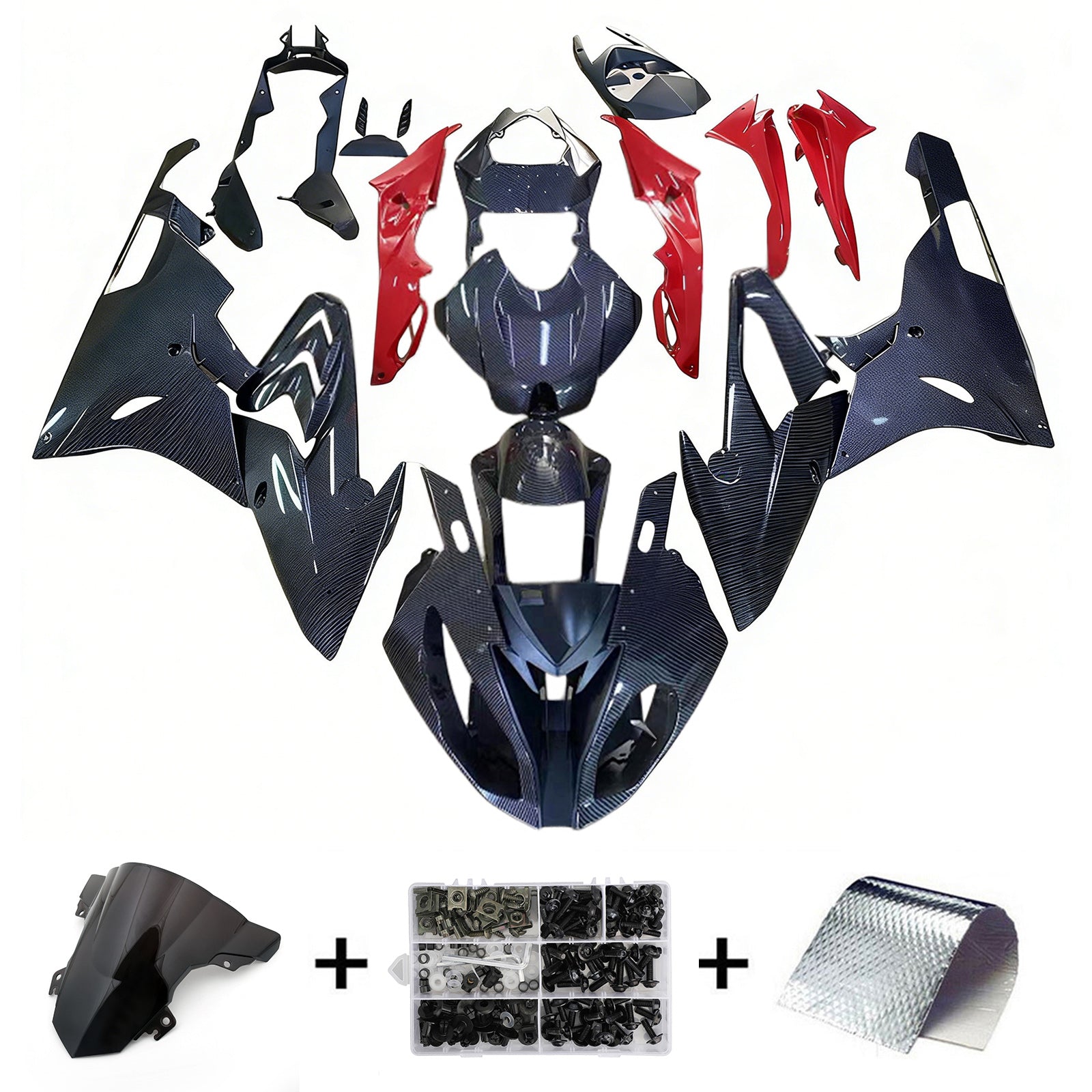 Amotopart 2015-2016 BMW S1000RR Carbon Blue Red Fairing Kit