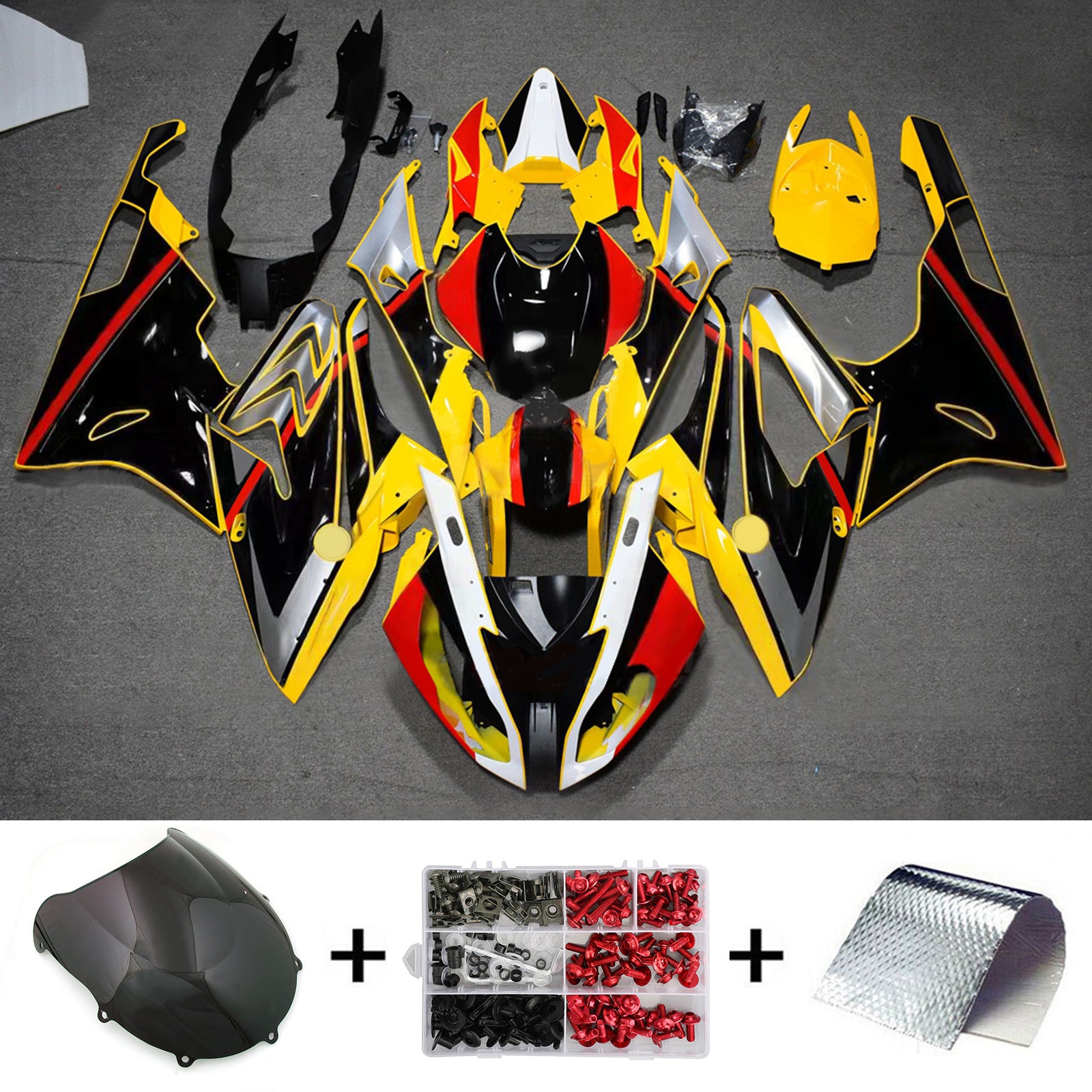 Amotopart 2015-2016 BMW S1000RR ブラック イエロー フェアリングキット